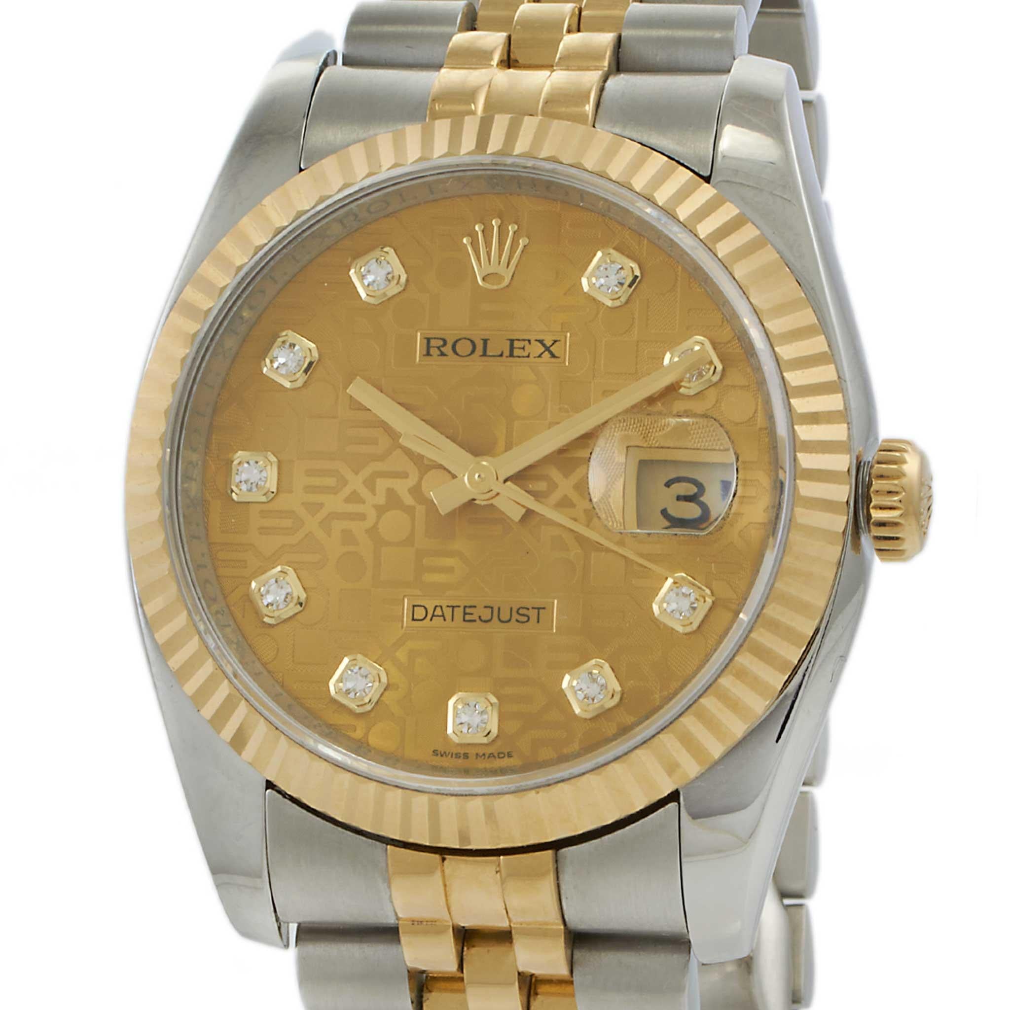 Rolex Datejust Steel Yellow Gold Anniversary Diamond Dial Ref. 116233