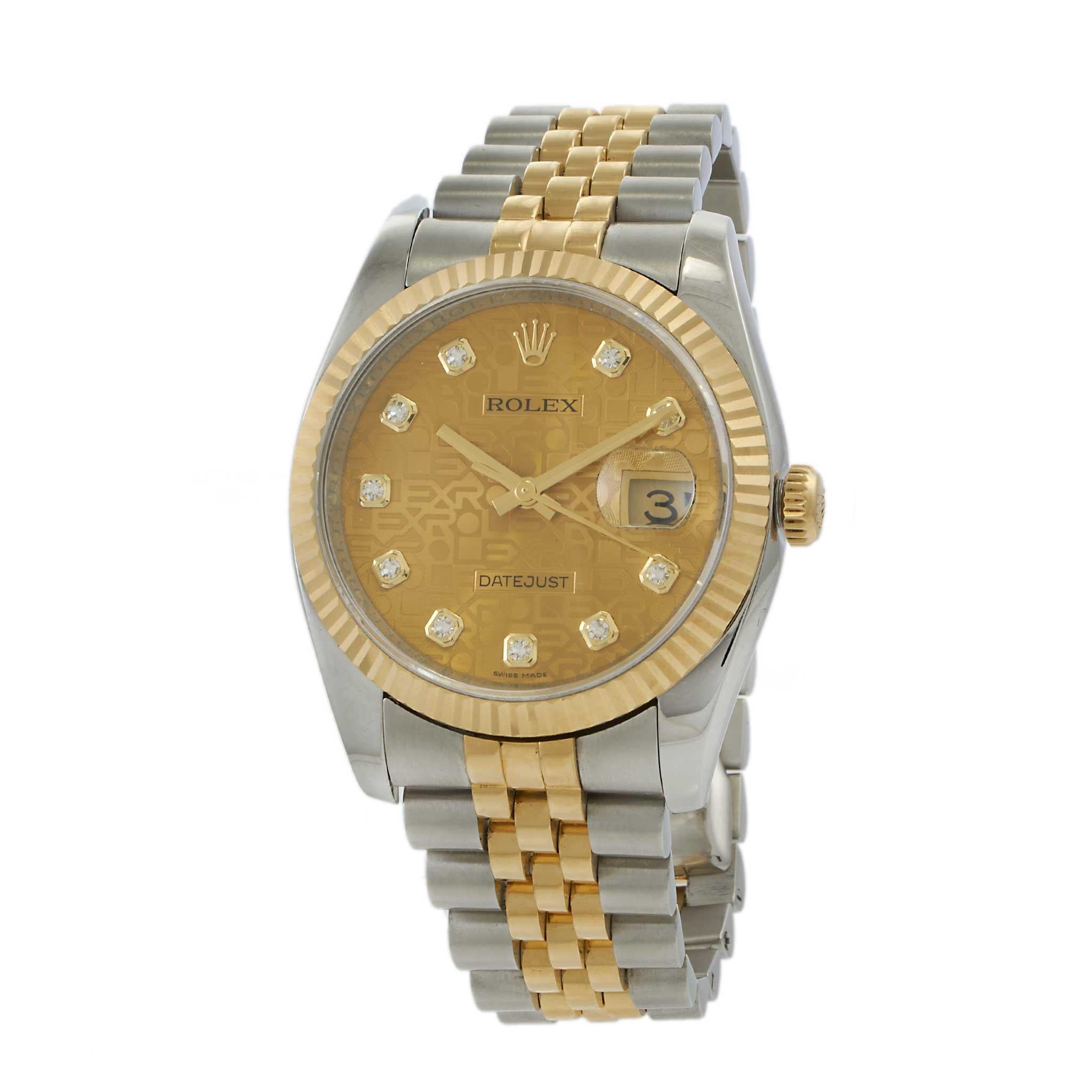 Rolex Datejust Steel Yellow Gold Anniversary Diamond Dial Ref. 116233