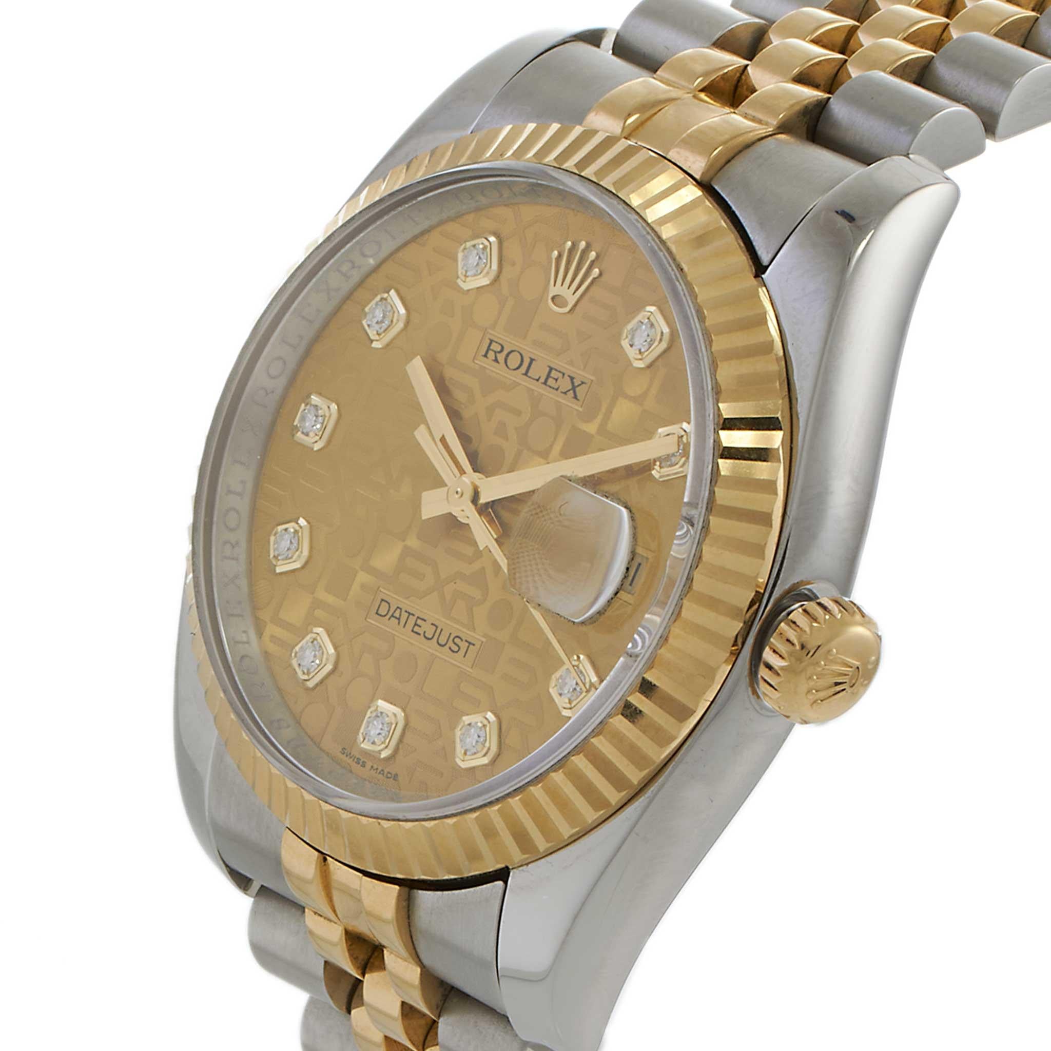Rolex Datejust Steel Yellow Gold Anniversary Diamond Dial Ref. 116233