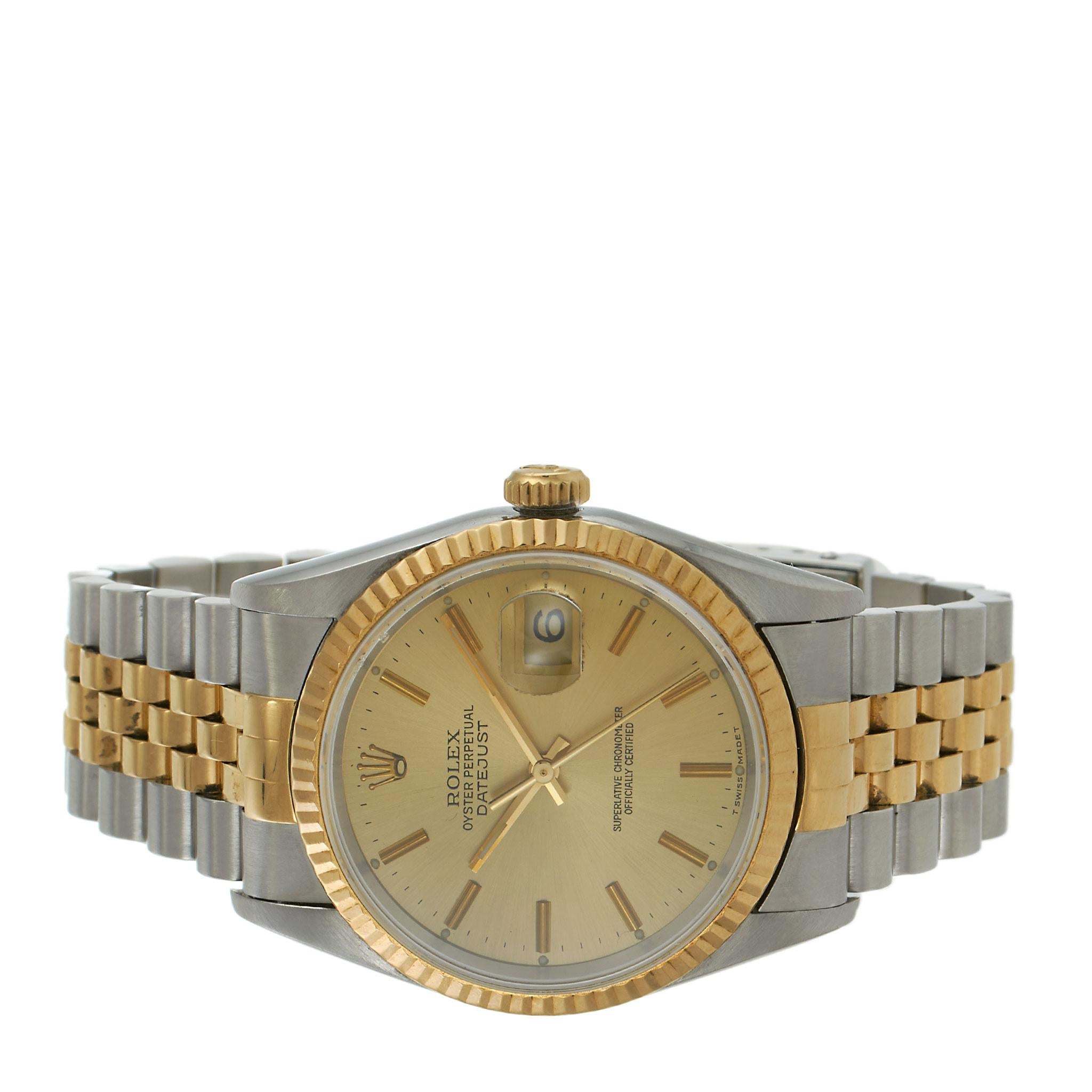 Rolex Datejust Ref. 16233 36MM Steel & 18KT Yellow Gold – Champagne Dial