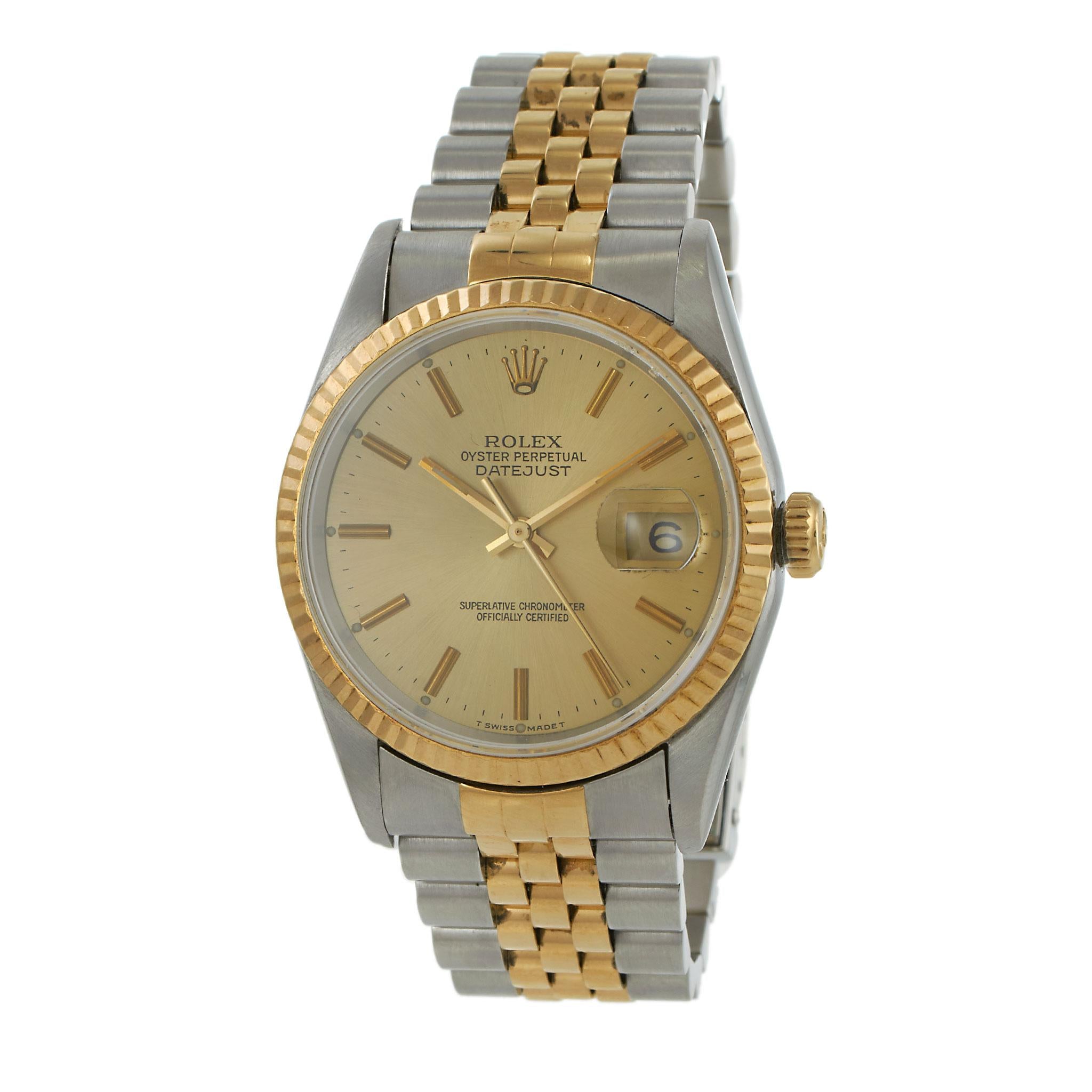 Rolex Datejust Ref. 16233 36MM Steel & 18KT Yellow Gold – Champagne Dial