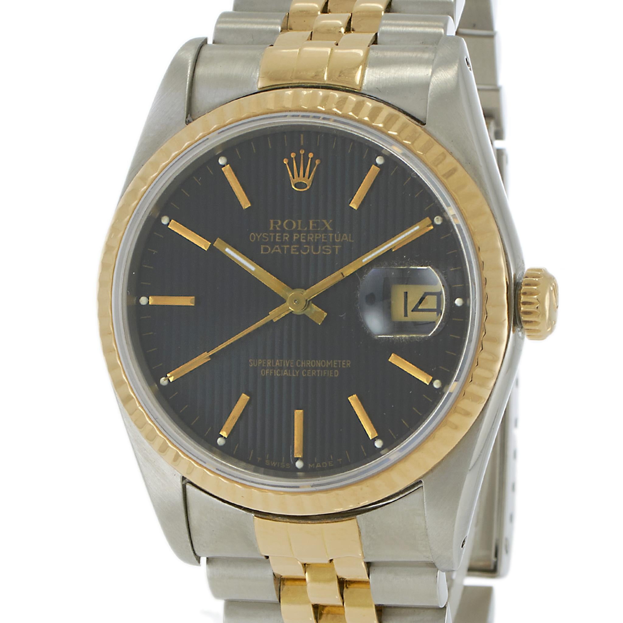 Vintage 1989 Rolex Datejust Ref. 16233 – Black Tapestry Dial