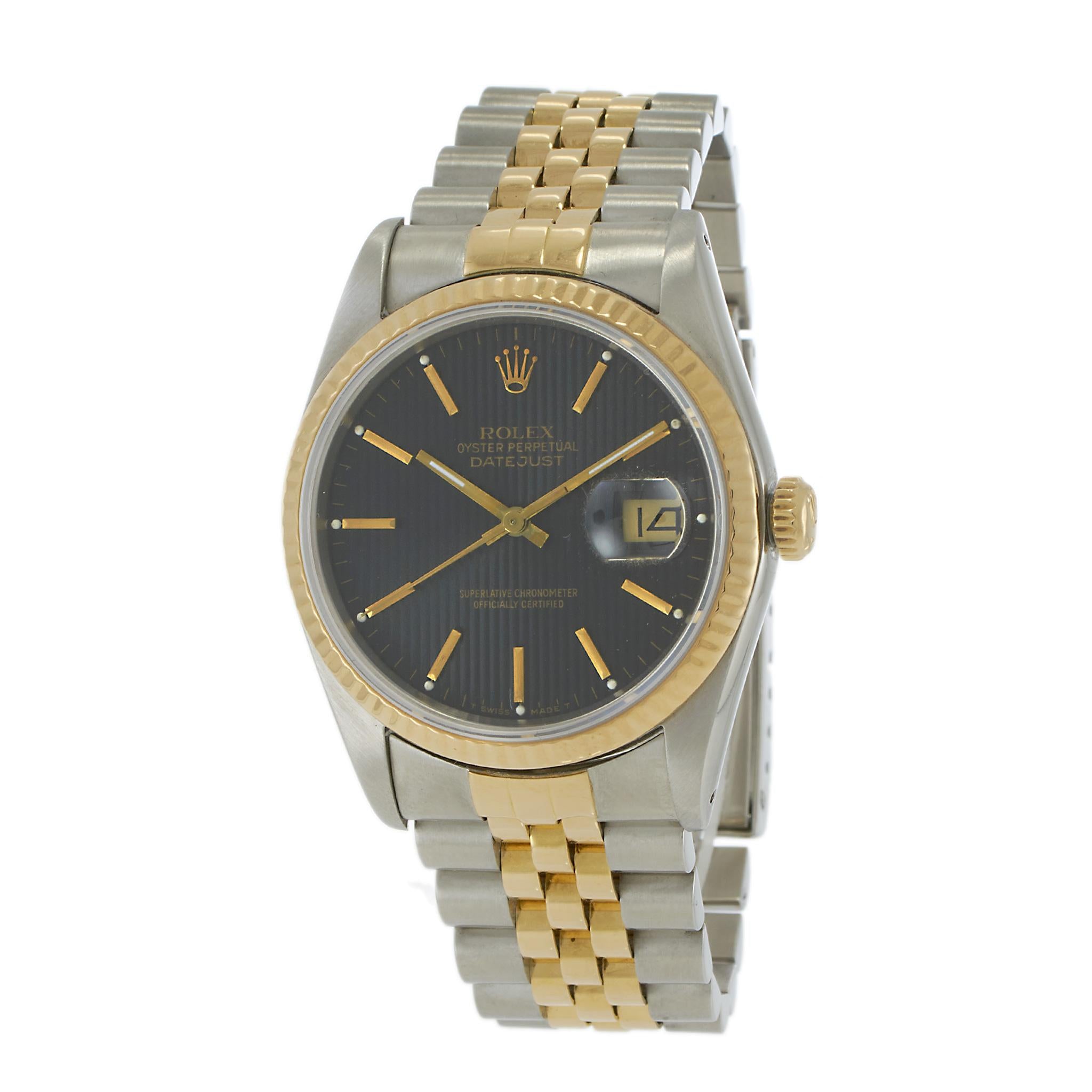 Vintage 1989 Rolex Datejust Ref. 16233 – Black Tapestry Dial