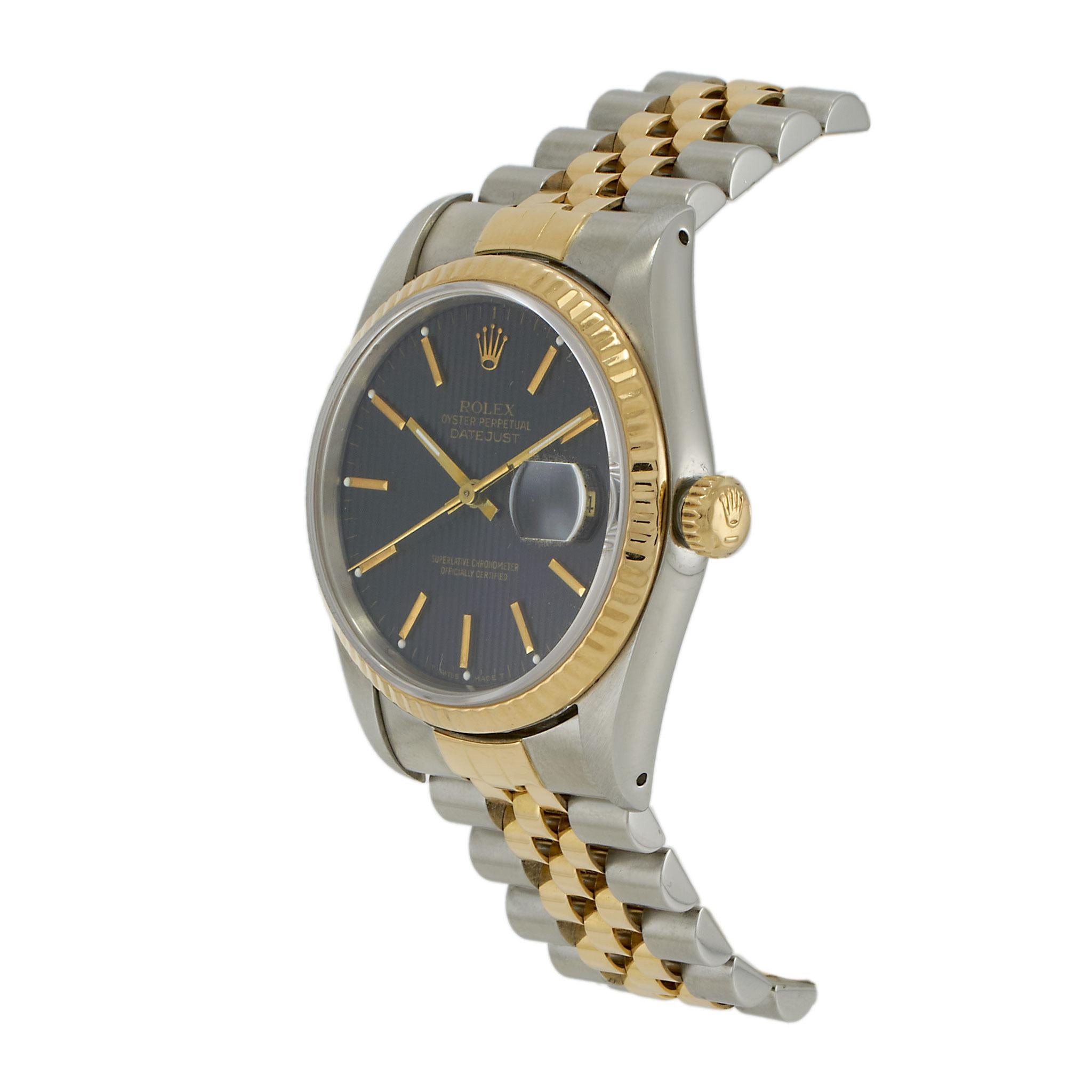 Vintage 1989 Rolex Datejust Ref. 16233 – Black Tapestry Dial