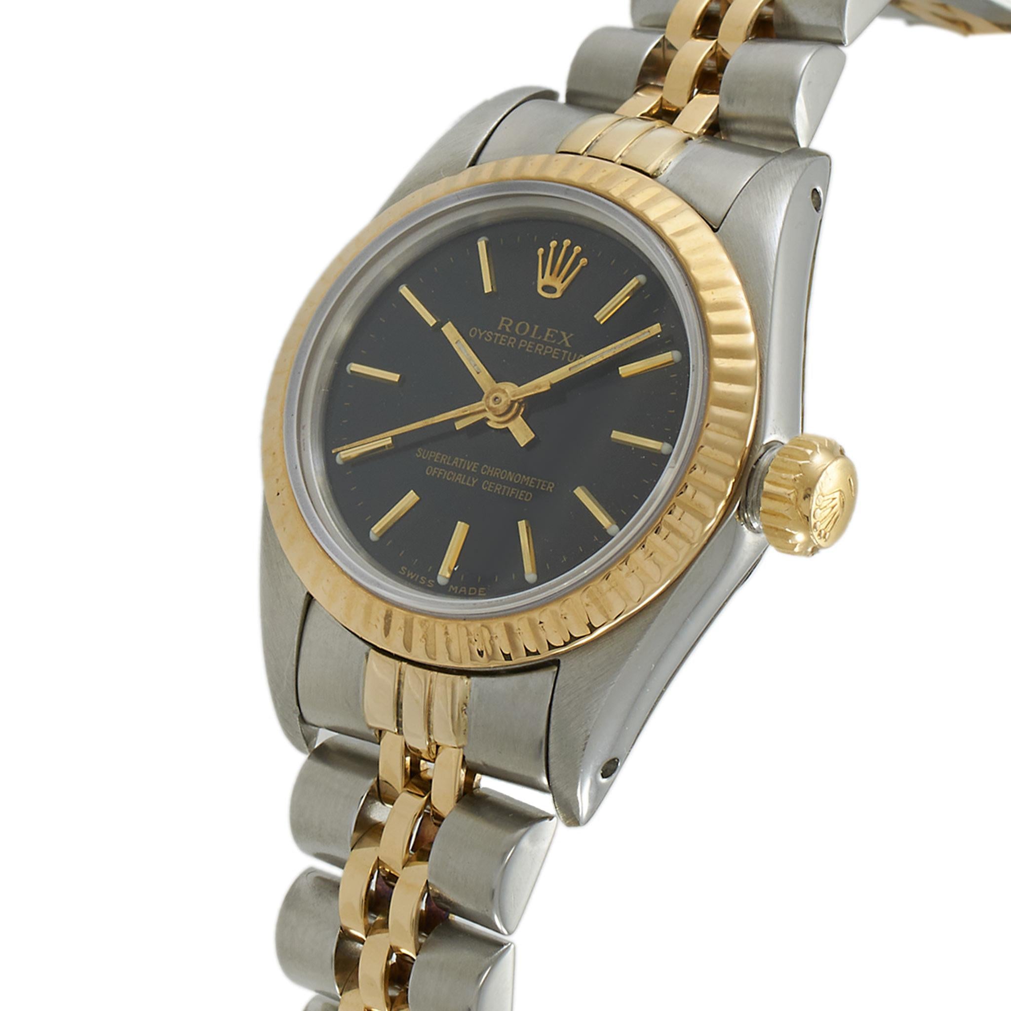 Rolex Oyster Perpetual Ref. 67193 – 26MM Steel & 18KT Gold – Black Dial