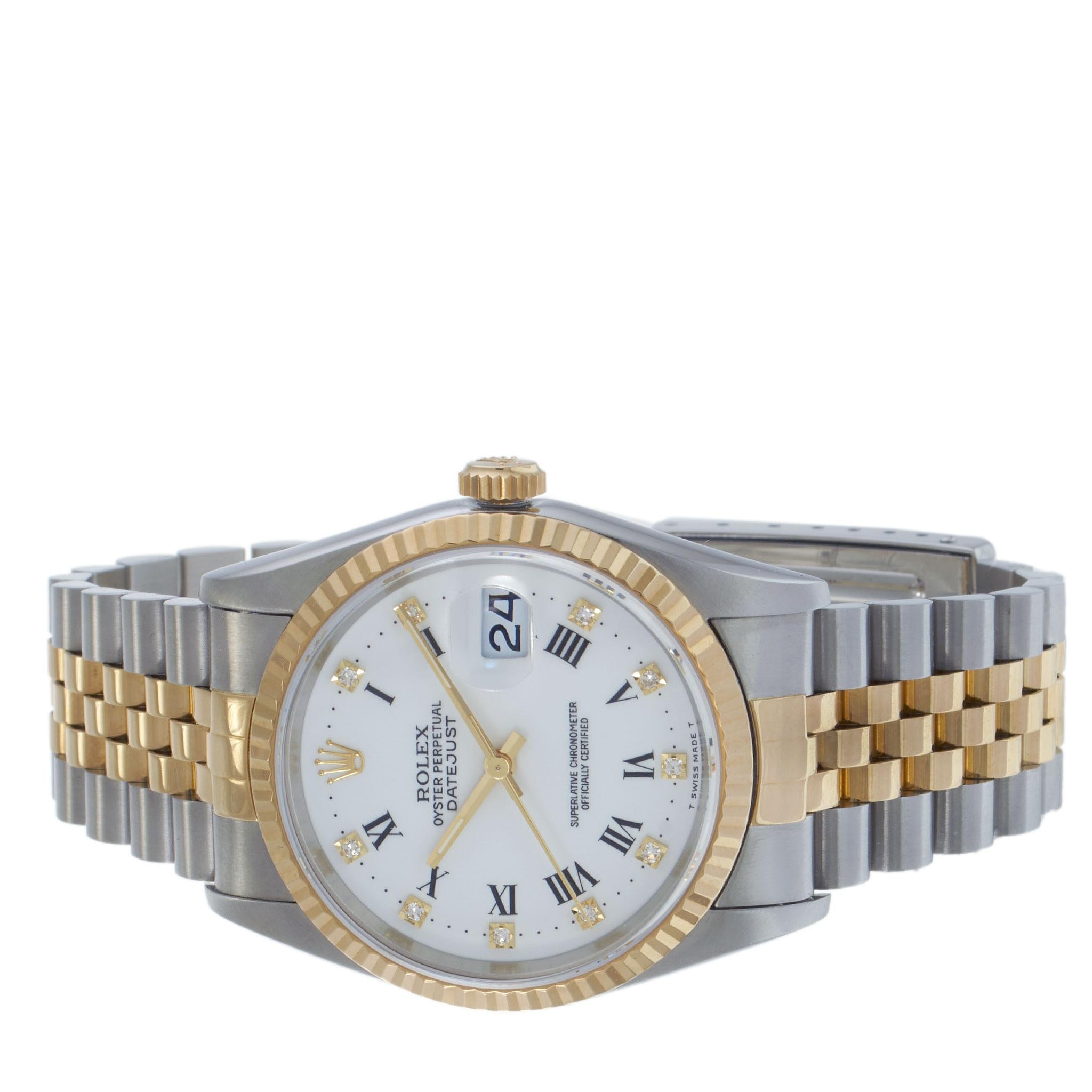 Rolex Datejust 36MM Ref. 16233 White Diamond Dial