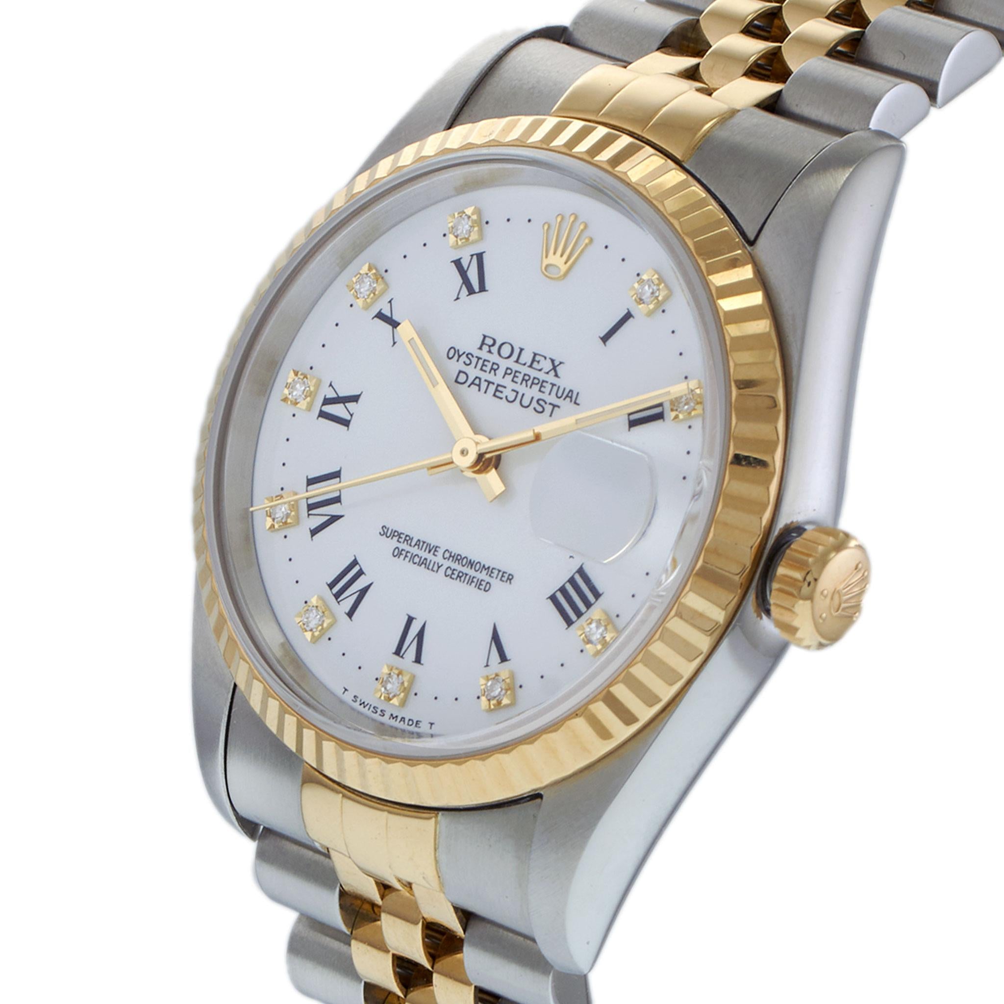 Rolex Datejust 36MM Ref. 16233 White Diamond Dial