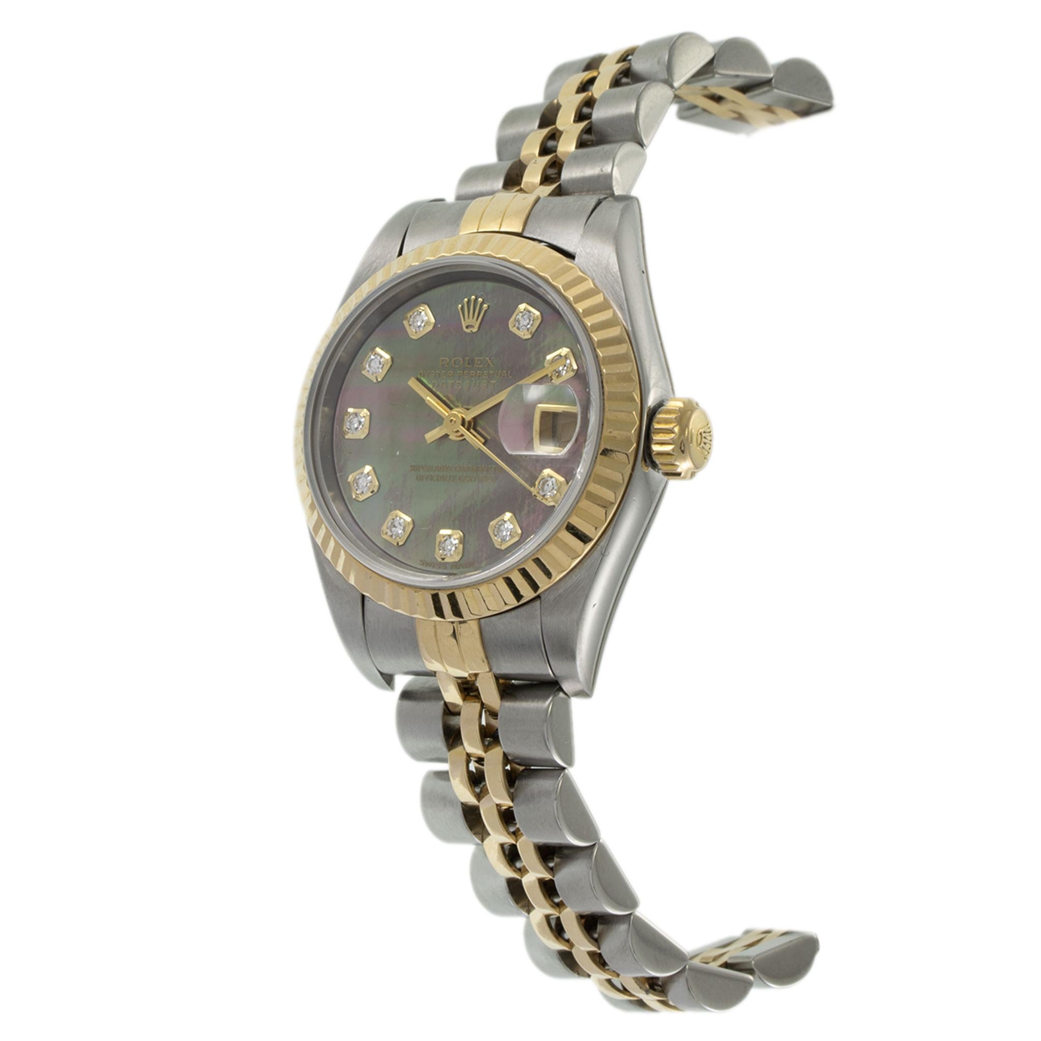 Rolex Datejust 26mm Black Mop Factory Diamond Dial Jubilee Ref. 79173