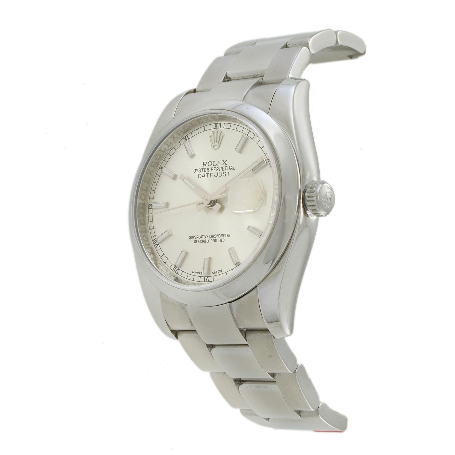 Rolex Datejust 36MM Stainless Steel Ref. 116200 Silver Dial