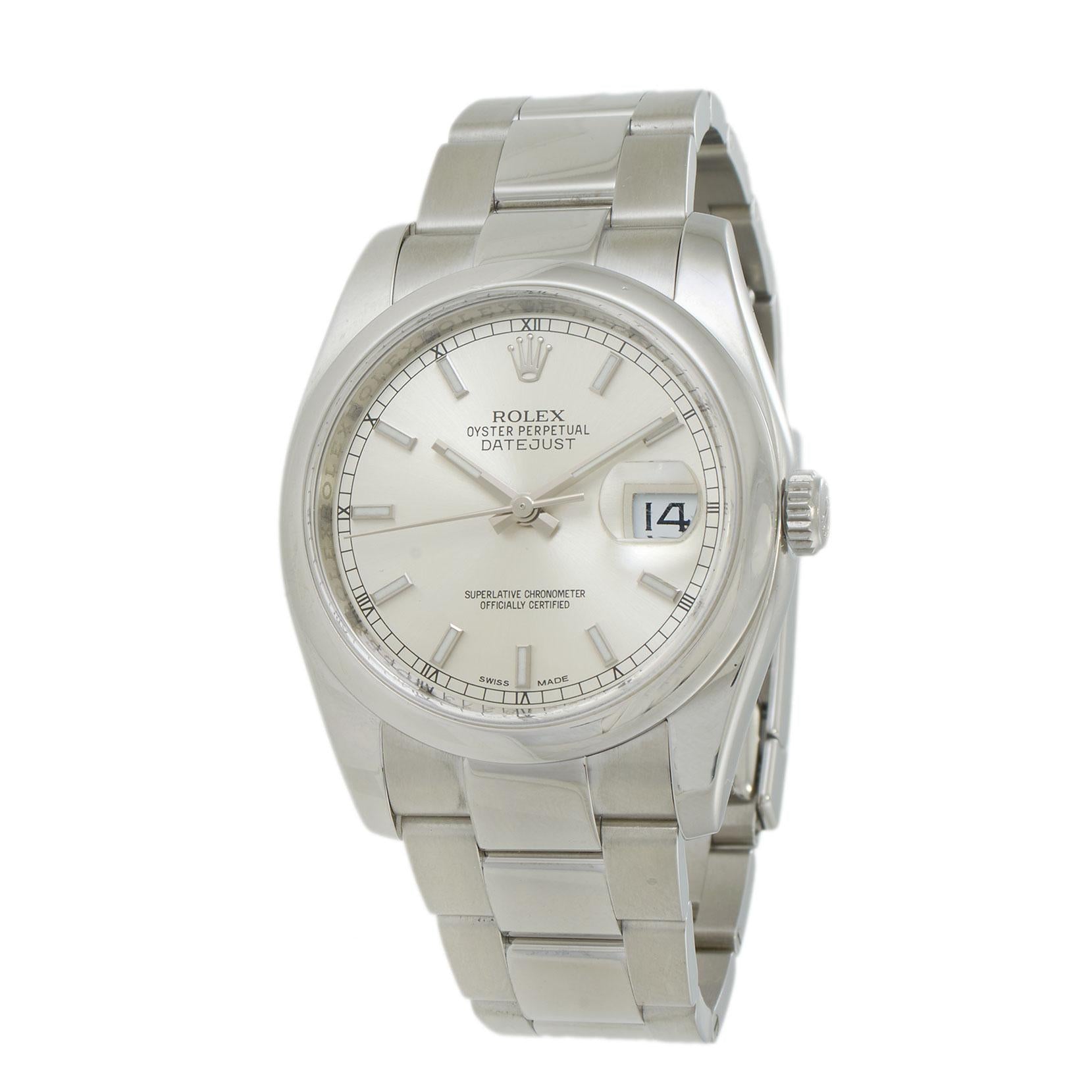 Rolex Datejust 36MM Stainless Steel Ref. 116200 Silver Dial