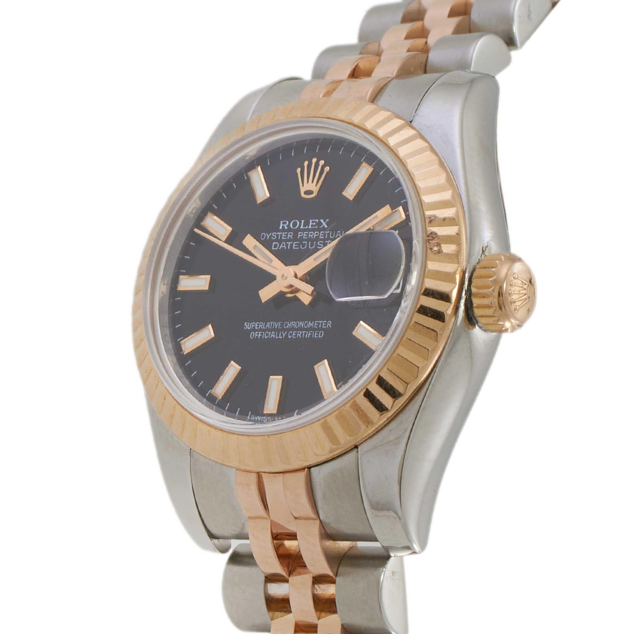 Rolex Lady Datejust 26MM Steel and Everose Gold Ref. 179171 Black Dial