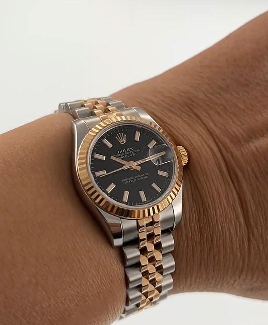 Rolex Lady Datejust 26MM Steel and Everose Gold Ref. 179171 Black Dial