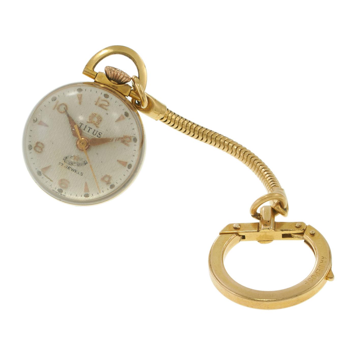 Vintage 1960s Titus 26MM Glass Orb Key Fob Watch