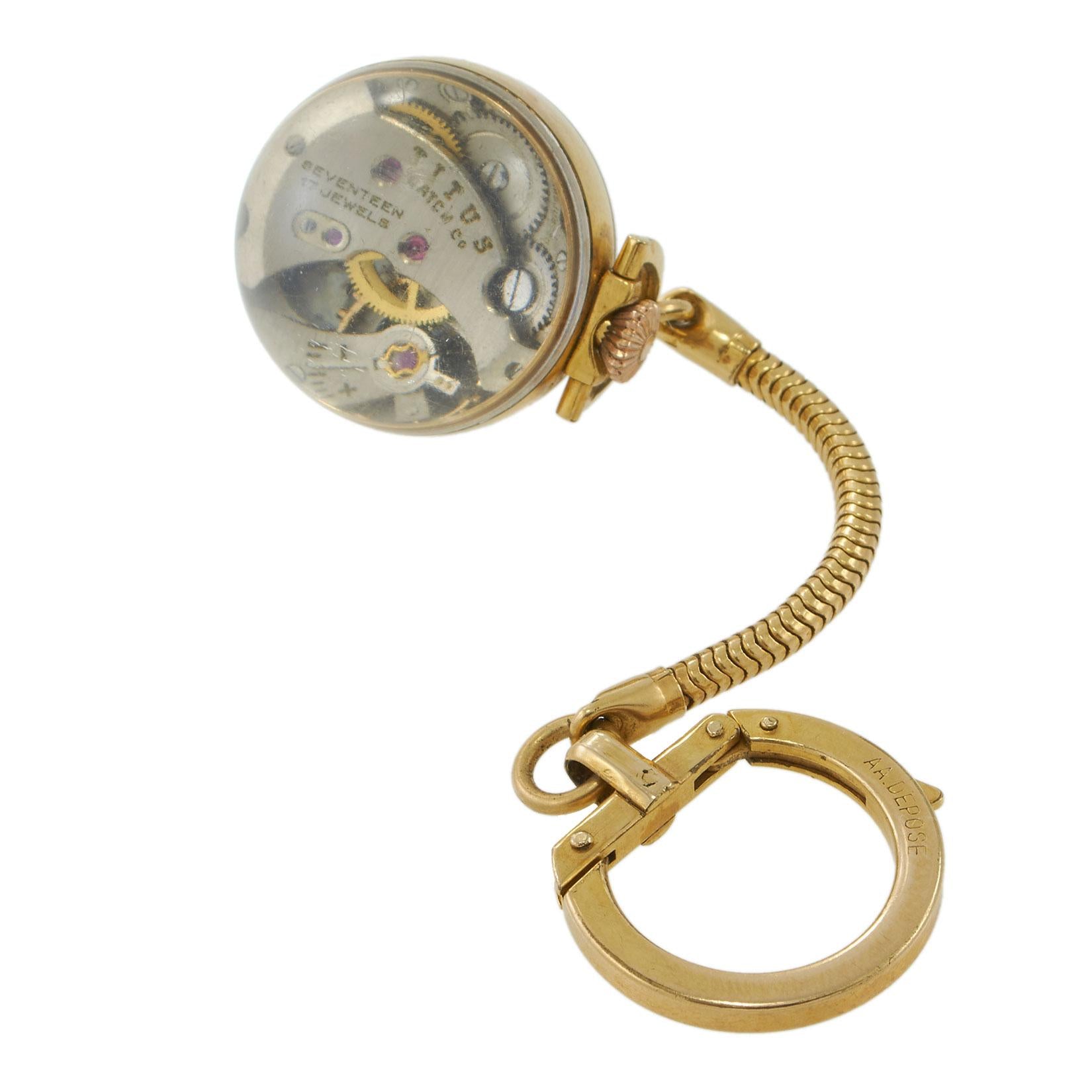 Vintage 1960s Titus 26MM Glass Orb Key Fob Watch