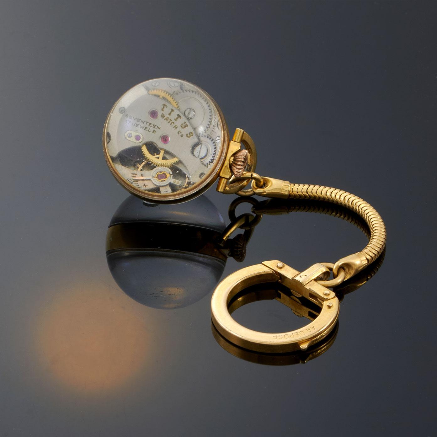 Vintage 1960s Titus 26MM Glass Orb Key Fob Watch