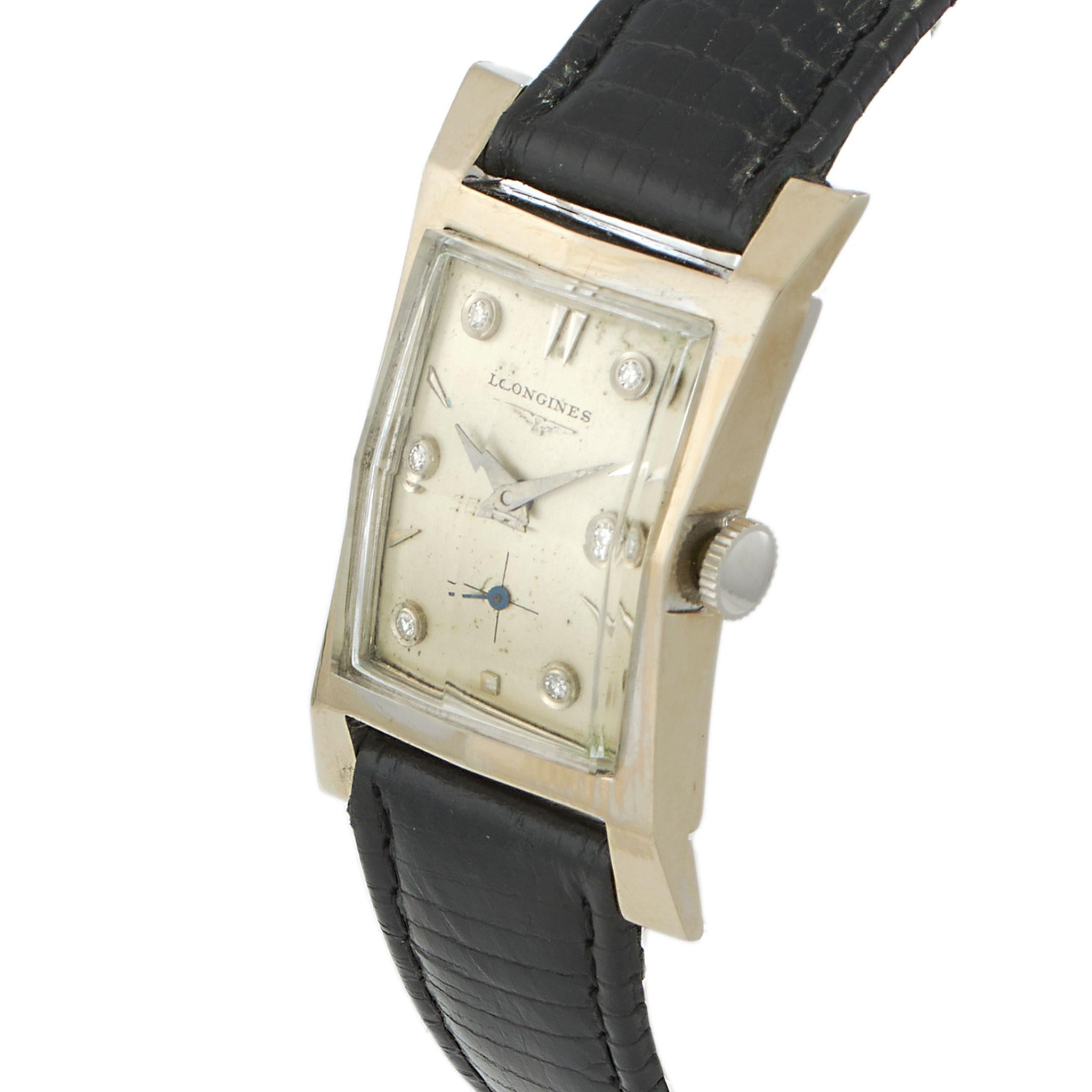 Vintage Circa 1956 Longines-Wittnauer 14KT White Gold Diamond Dial Watch