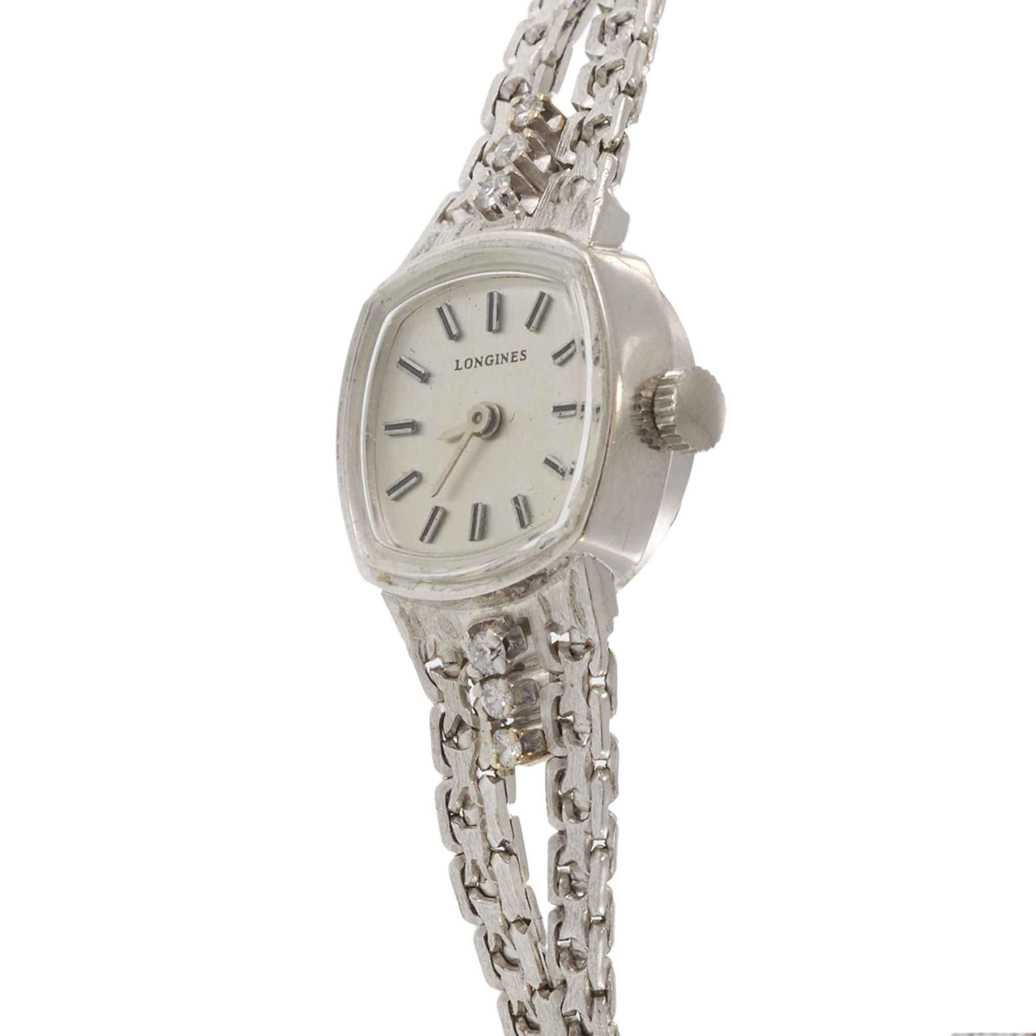 Vintage 1977 Longines 14KT White Gold Diamond Cocktail Watch