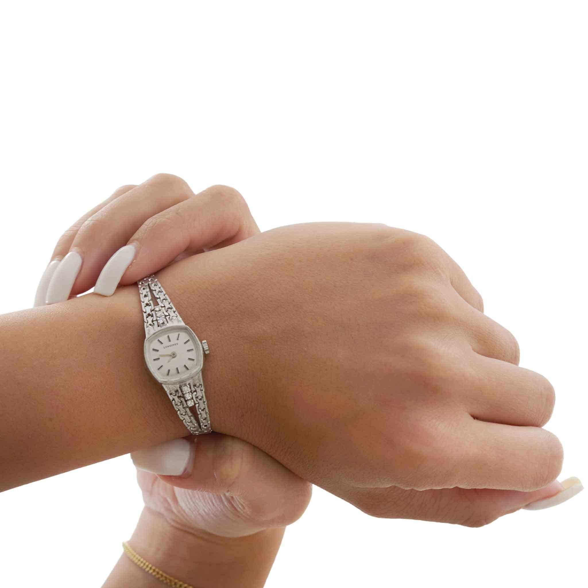 Vintage 1977 Longines 14KT White Gold Diamond Cocktail Watch