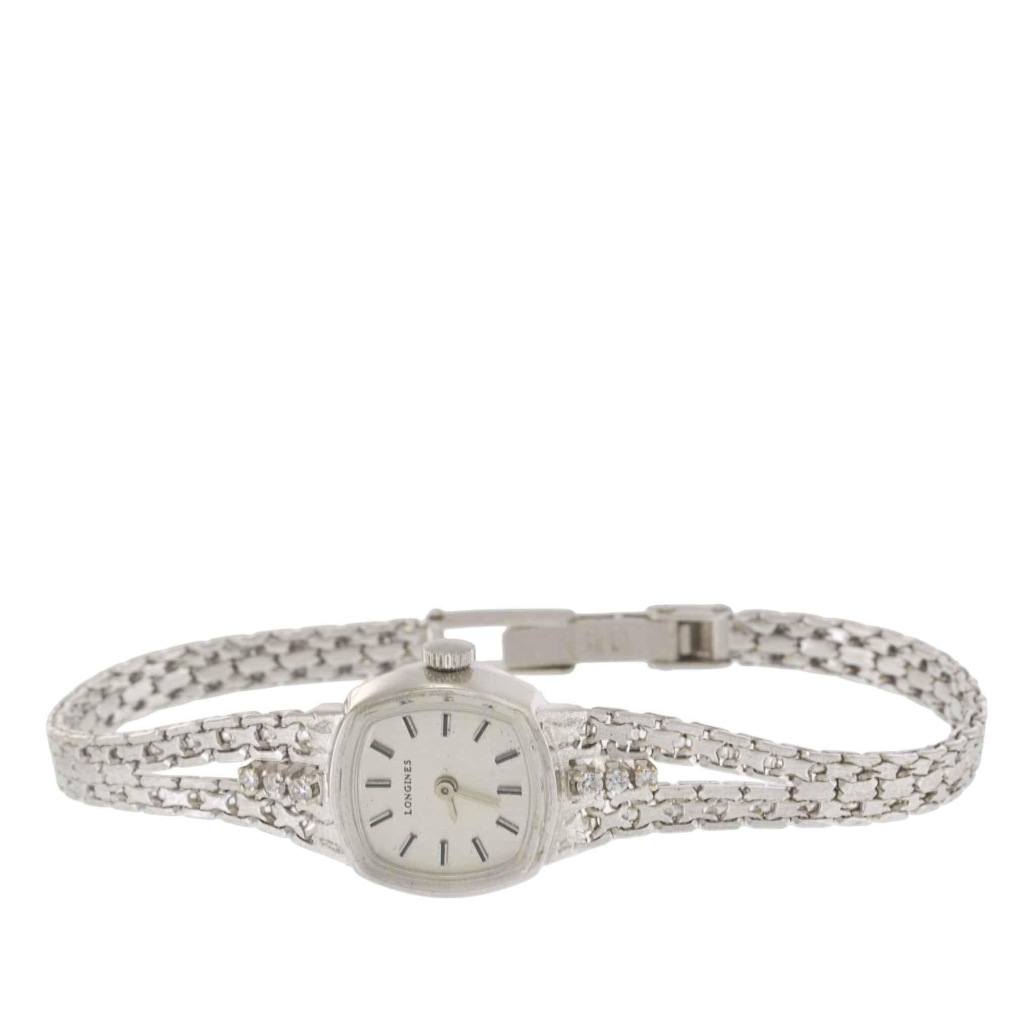 Vintage 1977 Longines 14KT White Gold Diamond Cocktail Watch