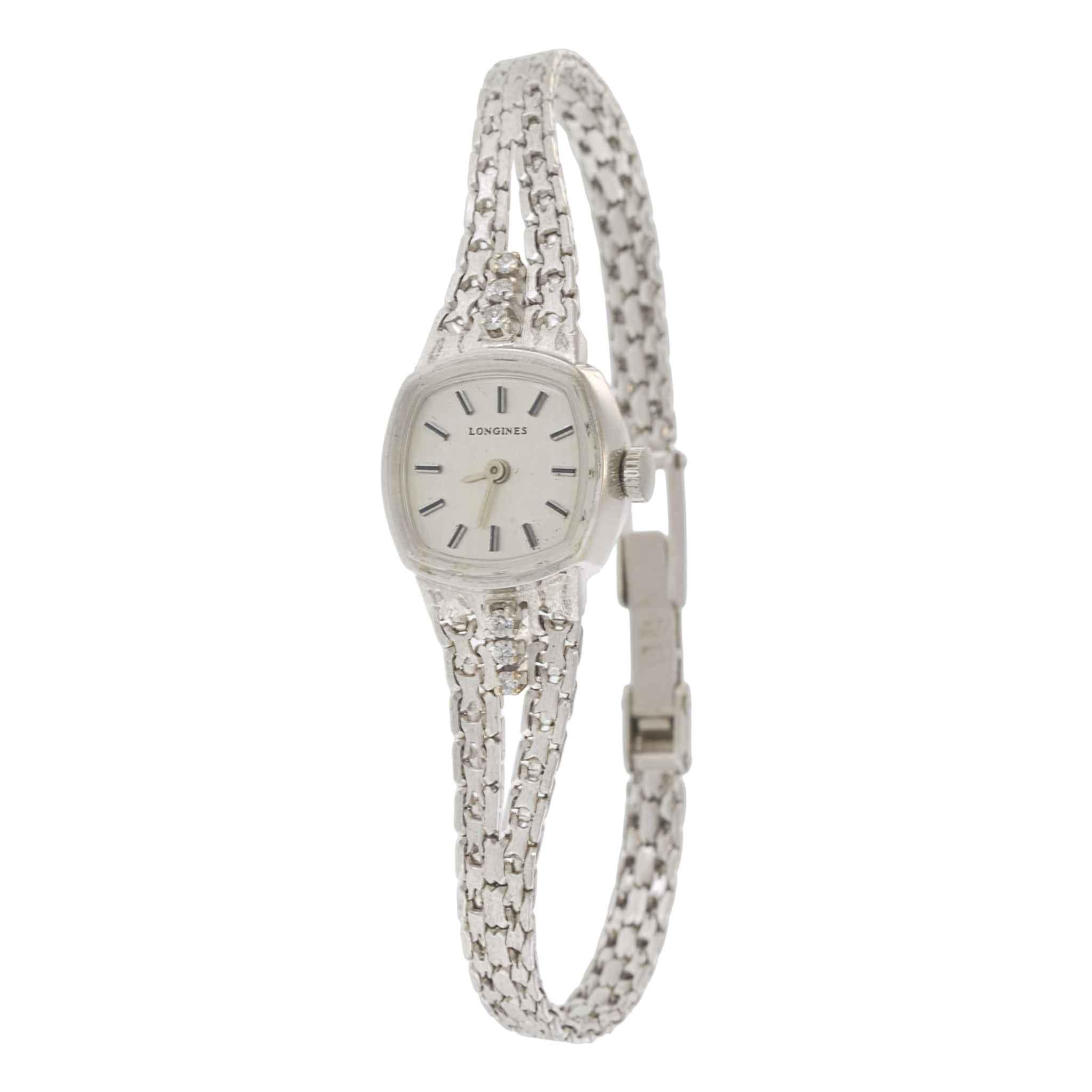 Vintage 1977 Longines 14KT White Gold Diamond Cocktail Watch