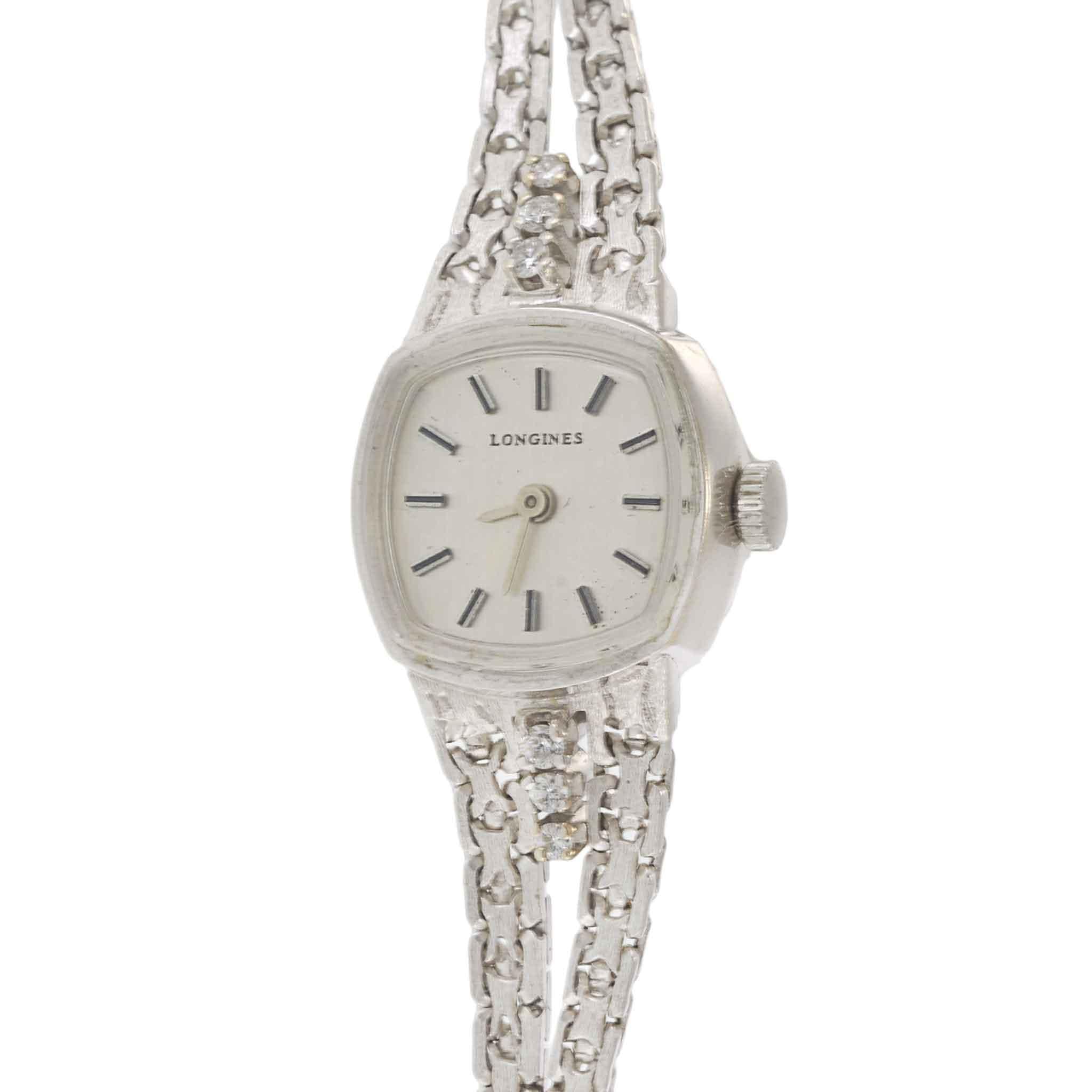 Vintage 1977 Longines 14KT White Gold Diamond Cocktail Watch