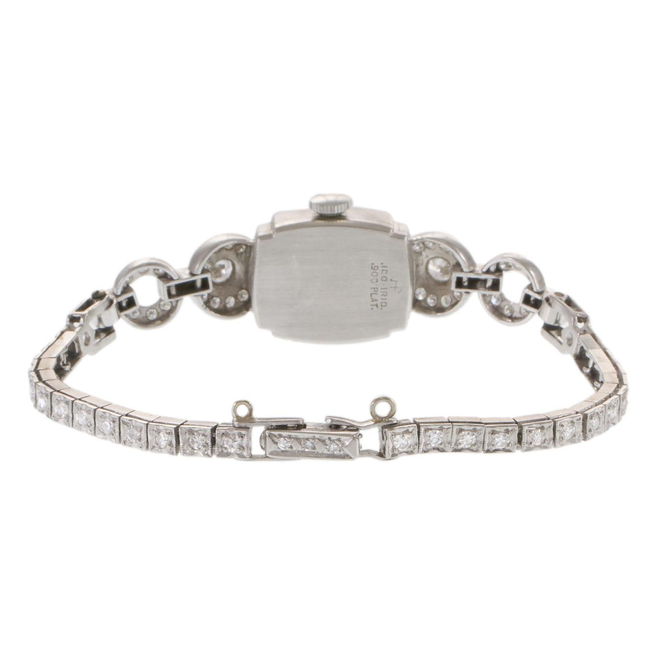 Vintage Retro Era Hamilton Ladies Platinum & 3.50ct-tw Diamond Cocktail Watch