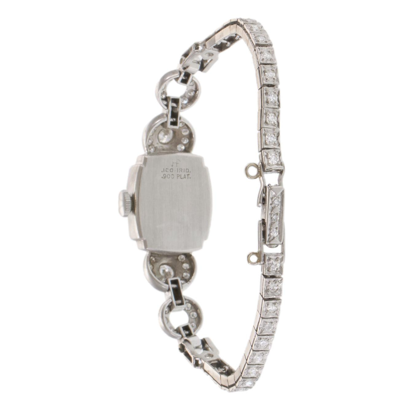 Vintage Retro Era Hamilton Ladies Platinum & 3.50ct-tw Diamond Cocktail Watch