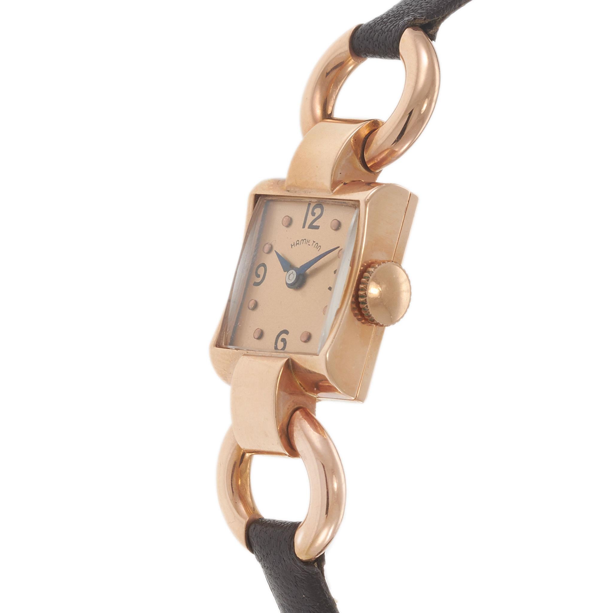 Vintage 1940s Hamilton Cocktail Watch 14x17MM 14KT Rose Gold – Manual Wind
