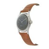 Vintage Zenith 1940s Stainless Steel Military Watch Black Dial