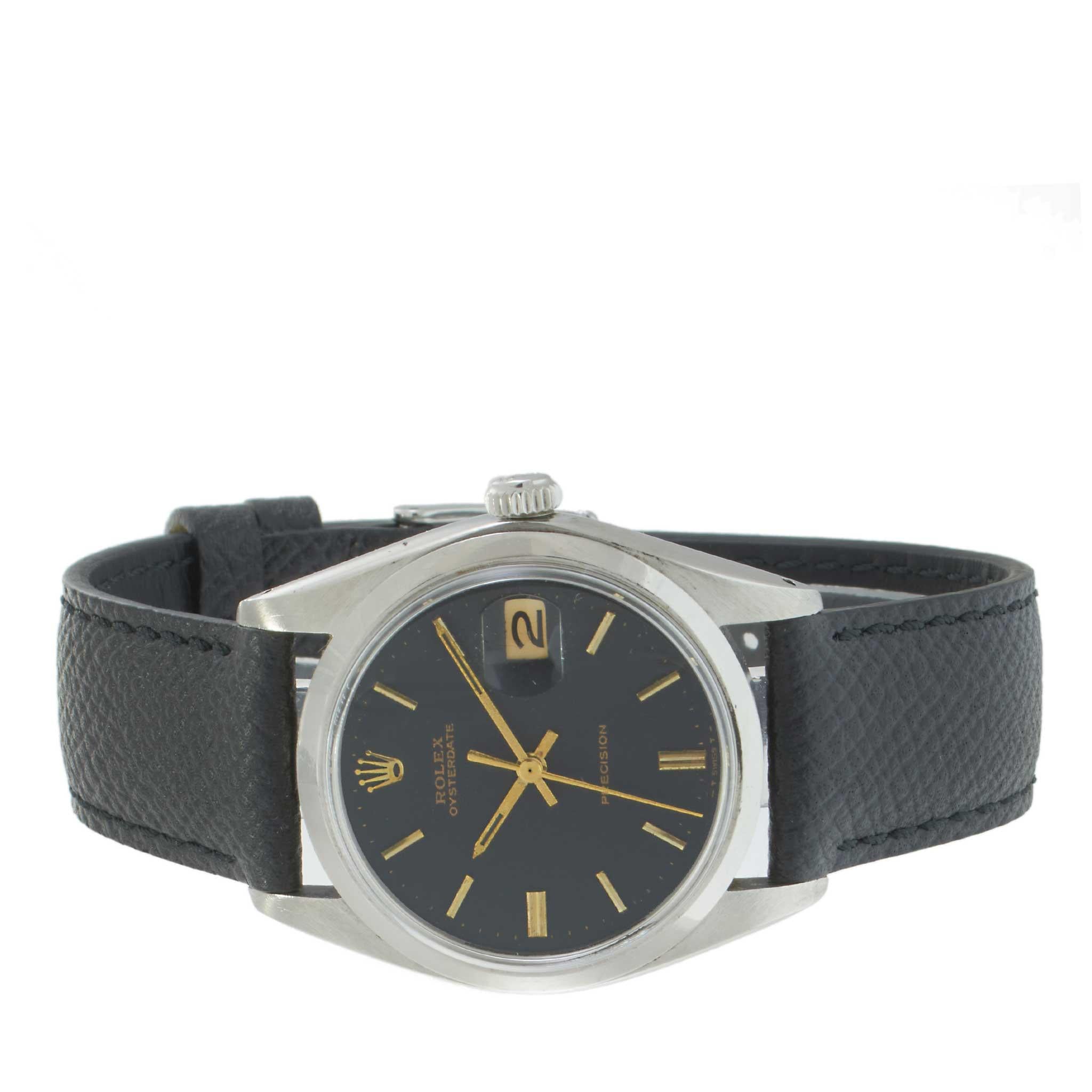 Vintage 1981 Rolex Oysterdate Ref. 6694 Black Dial 34MM