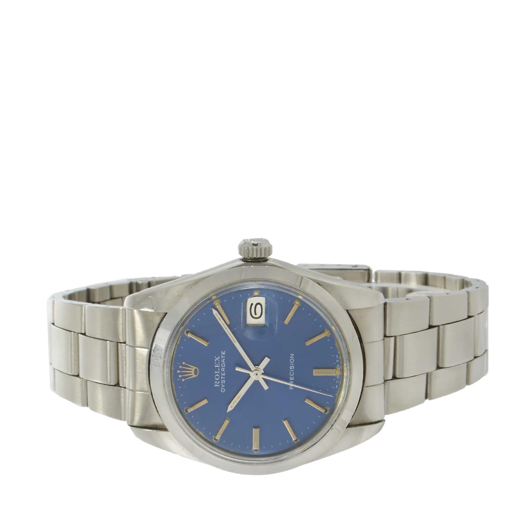 Vintage 1974 Rolex Oysterdate Ref. 6694 Blue Dial