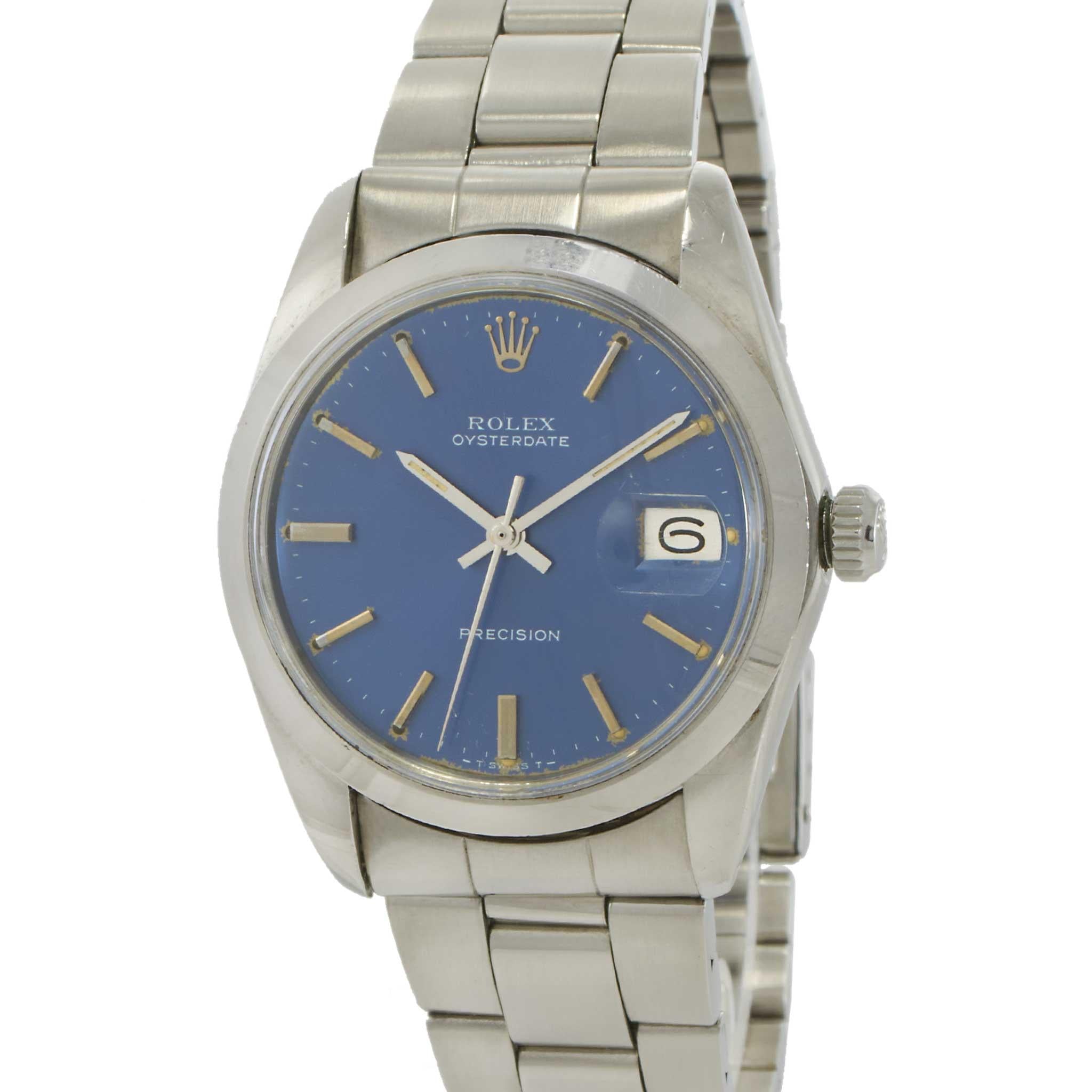 Vintage 1974 Rolex Oysterdate Ref. 6694 Blue Dial