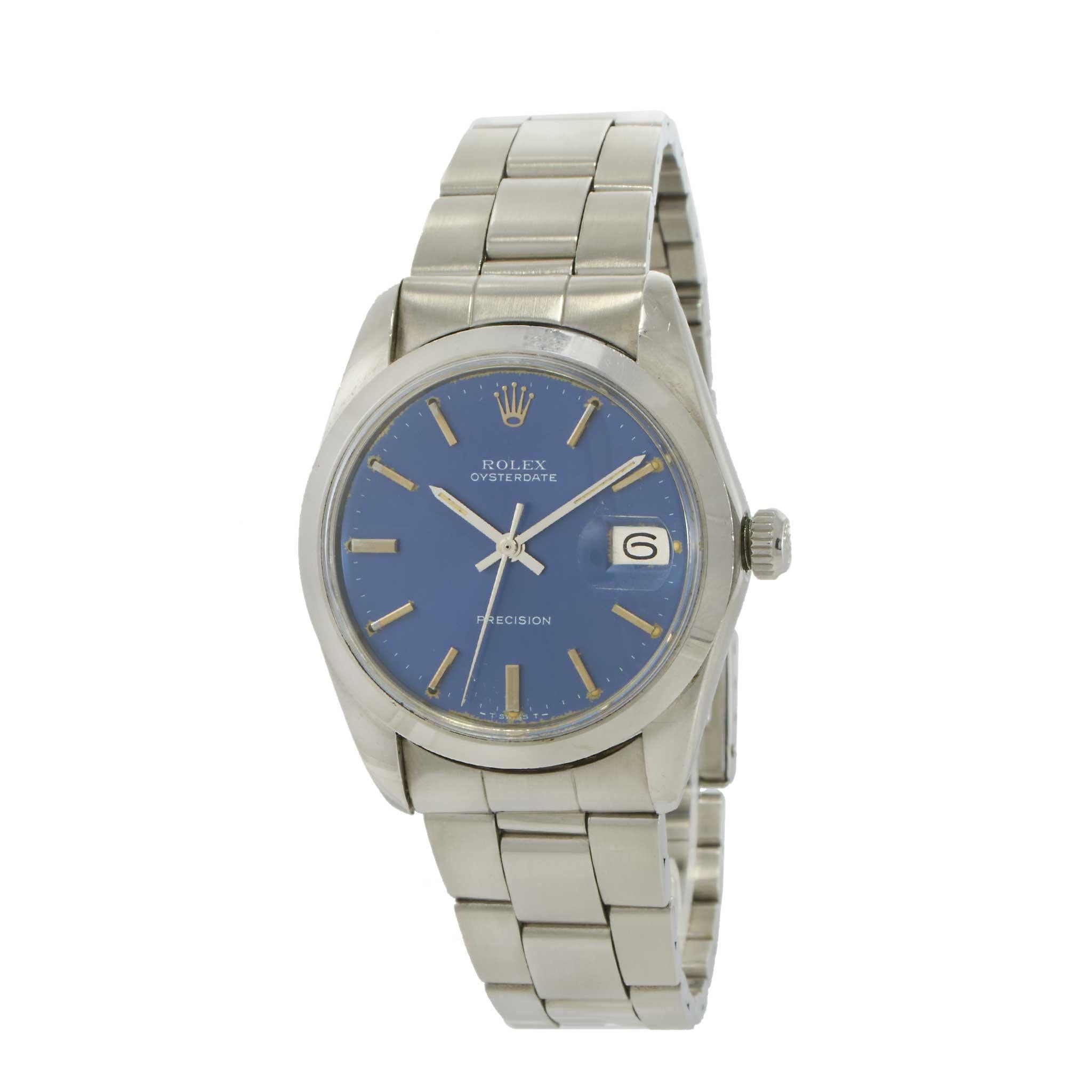 Vintage 1974 Rolex Oysterdate Ref. 6694 Blue Dial