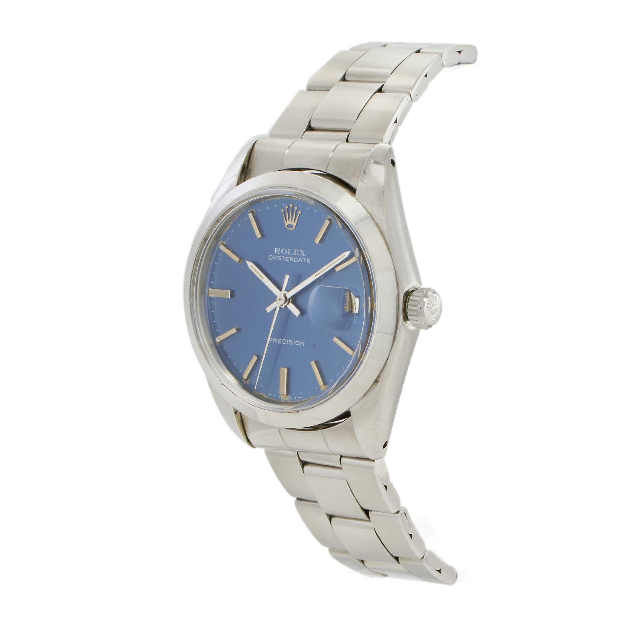 Vintage 1974 Rolex Oysterdate Ref. 6694 Blue Dial