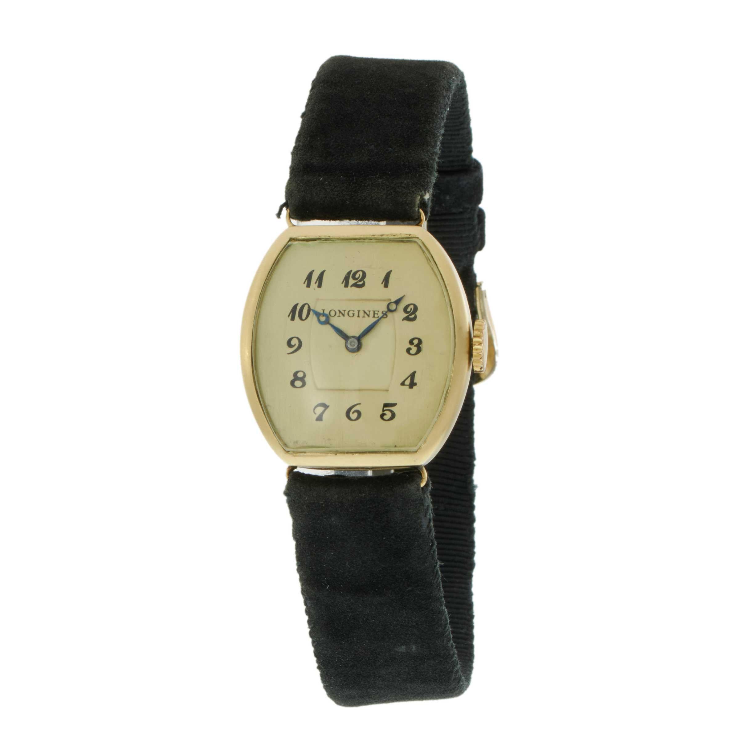 Vintage Circa 1922 Longines 14KT Gold Tonneau Wristwatch – Manual Wind
