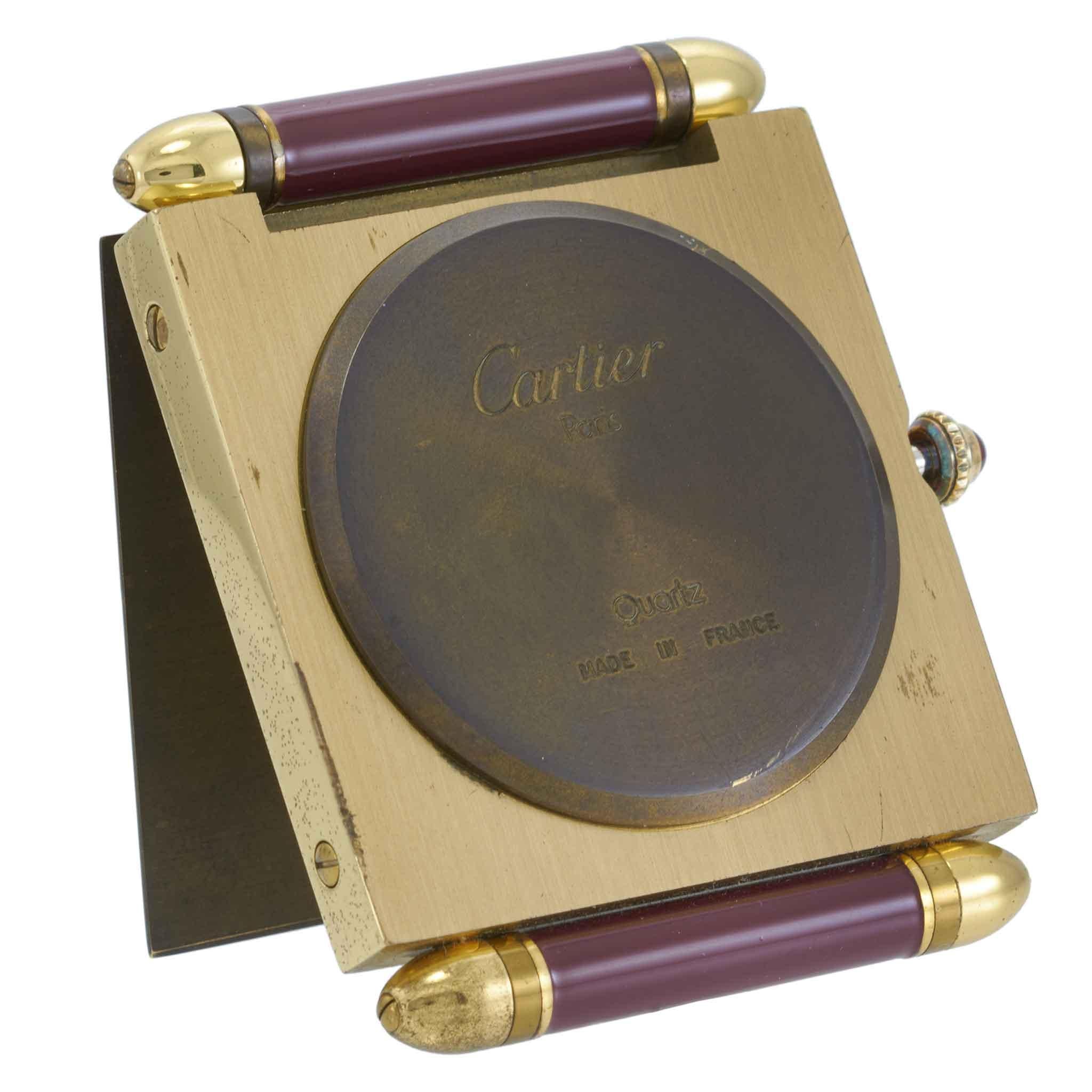 Vintage 1980s Cartier Paris Colisée Travel Desk Alarm Clock – Red Enamel