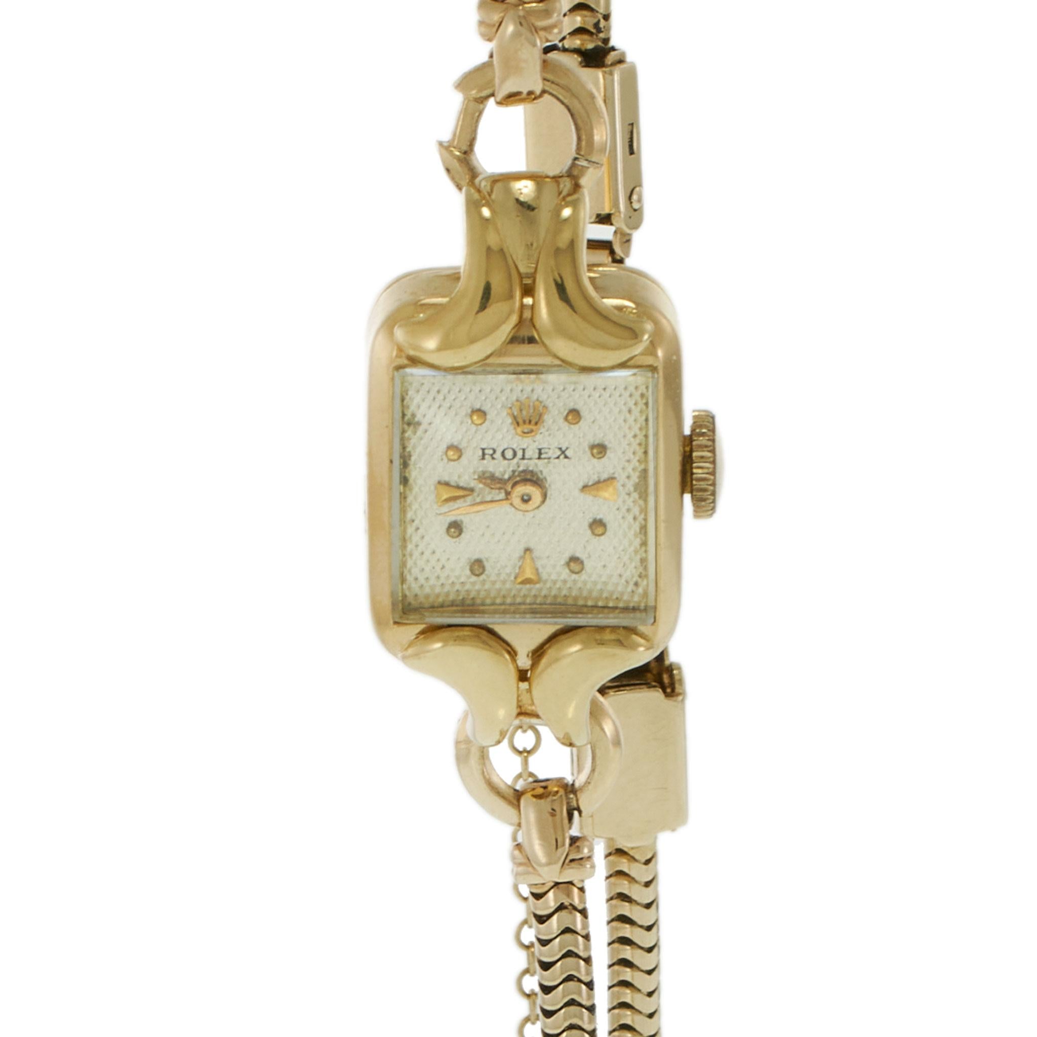 Rolex Ladies Cocktail Watch (1940s) –18KT Gold – Guilloché Dial & Snake Bracelet