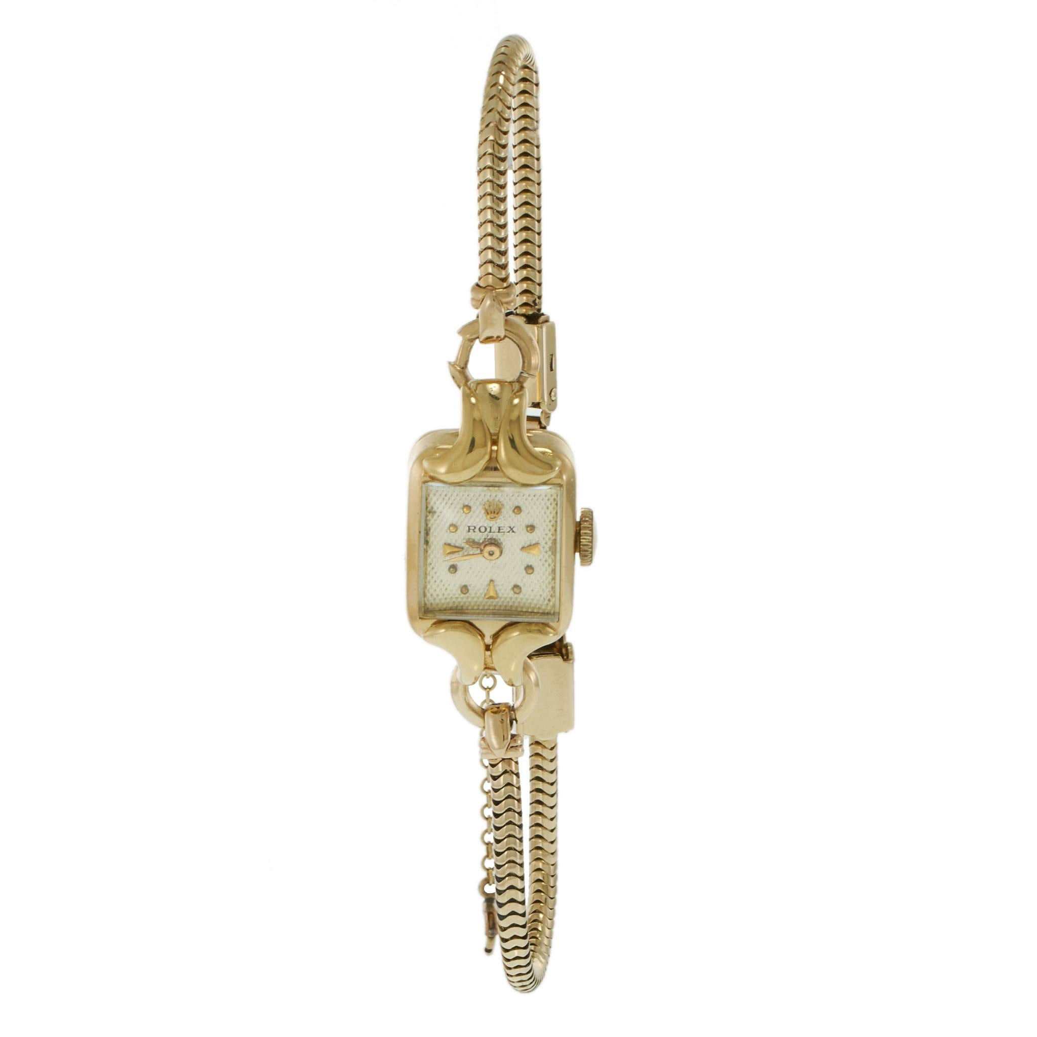 Rolex Ladies Cocktail Watch (1940s) –18KT Gold – Guilloché Dial & Snake Bracelet