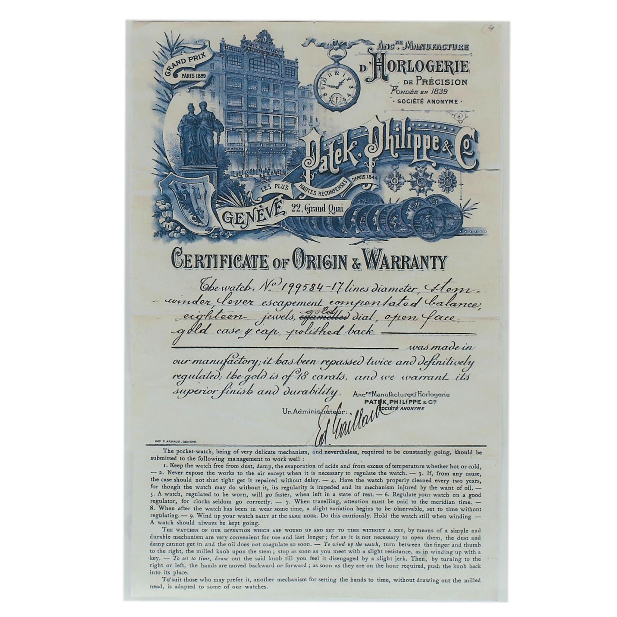 Antique 1920s Patek Philippe & Co. Pocket Watch Retailed by Spaulding & Co.