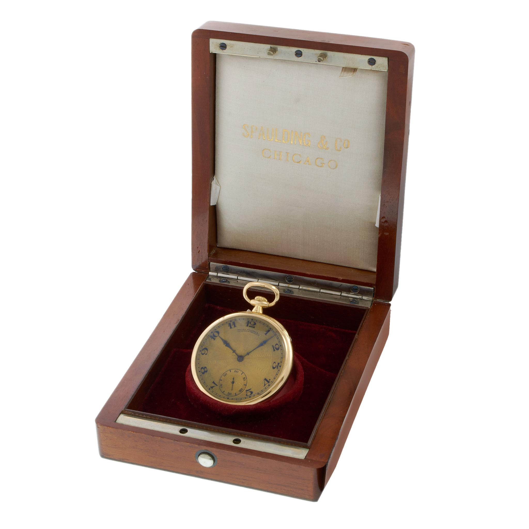 Antique 1920s Patek Philippe & Co. Pocket Watch Retailed by Spaulding & Co.