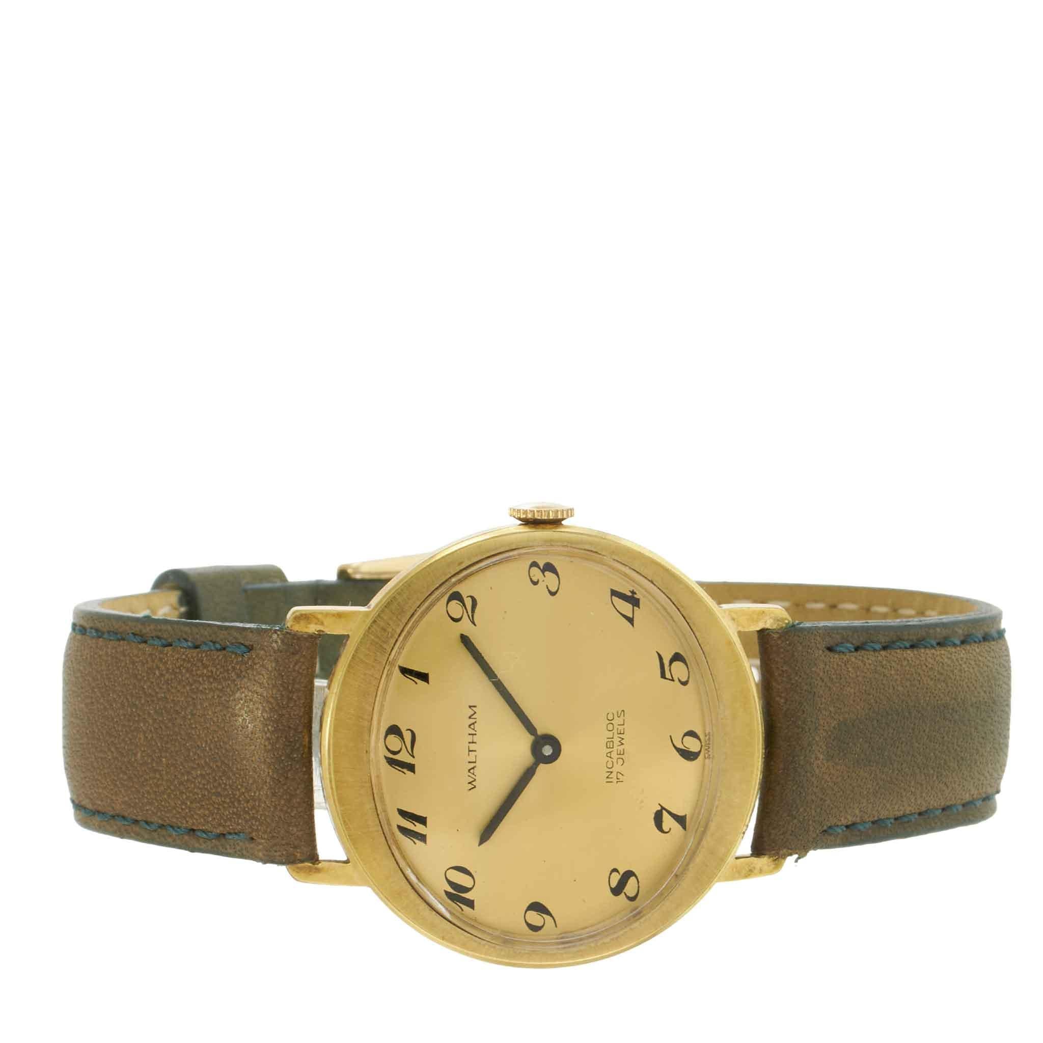 Vintage 1950s Waltham Incabloc 34MM Gold Filled Watch – Manual Wind