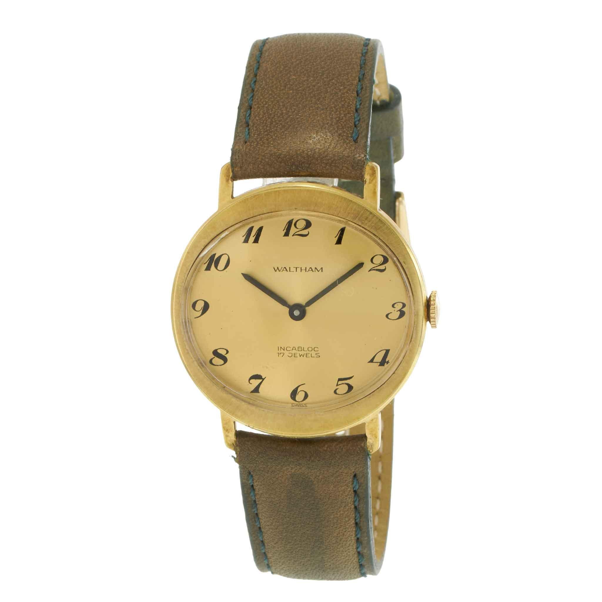 Vintage 1950s Waltham Incabloc 34MM Gold Filled Watch – Manual Wind