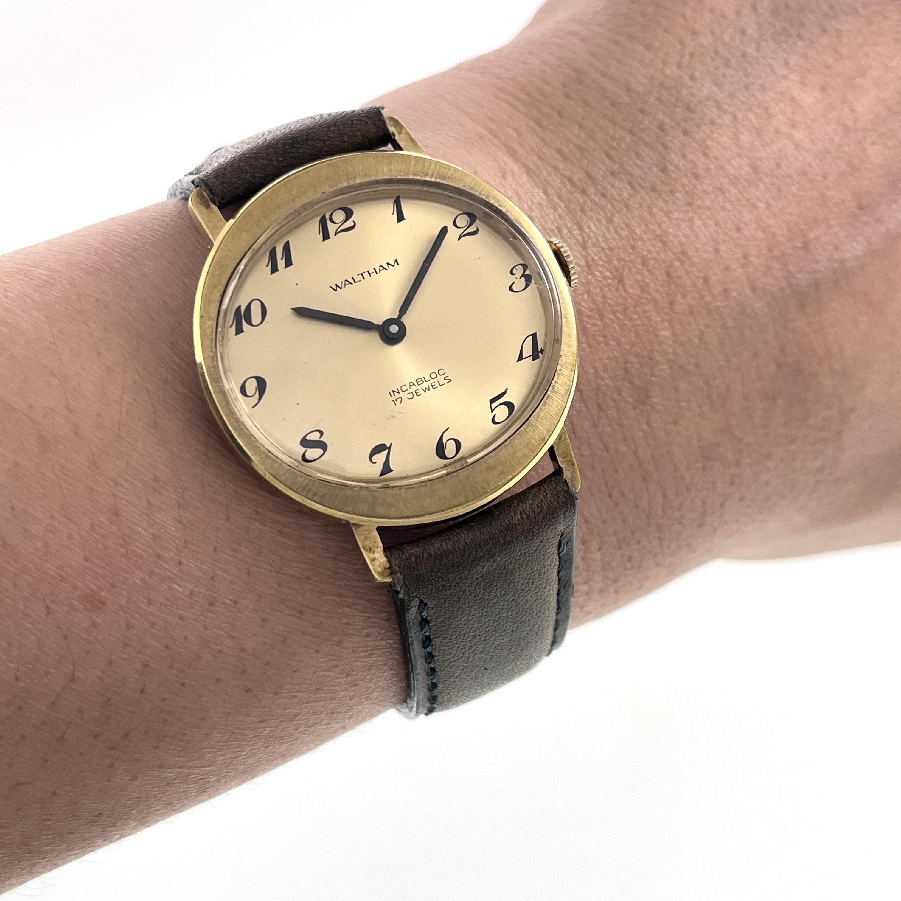 Vintage 1950s Waltham Incabloc 34MM Gold Filled Watch – Manual Wind