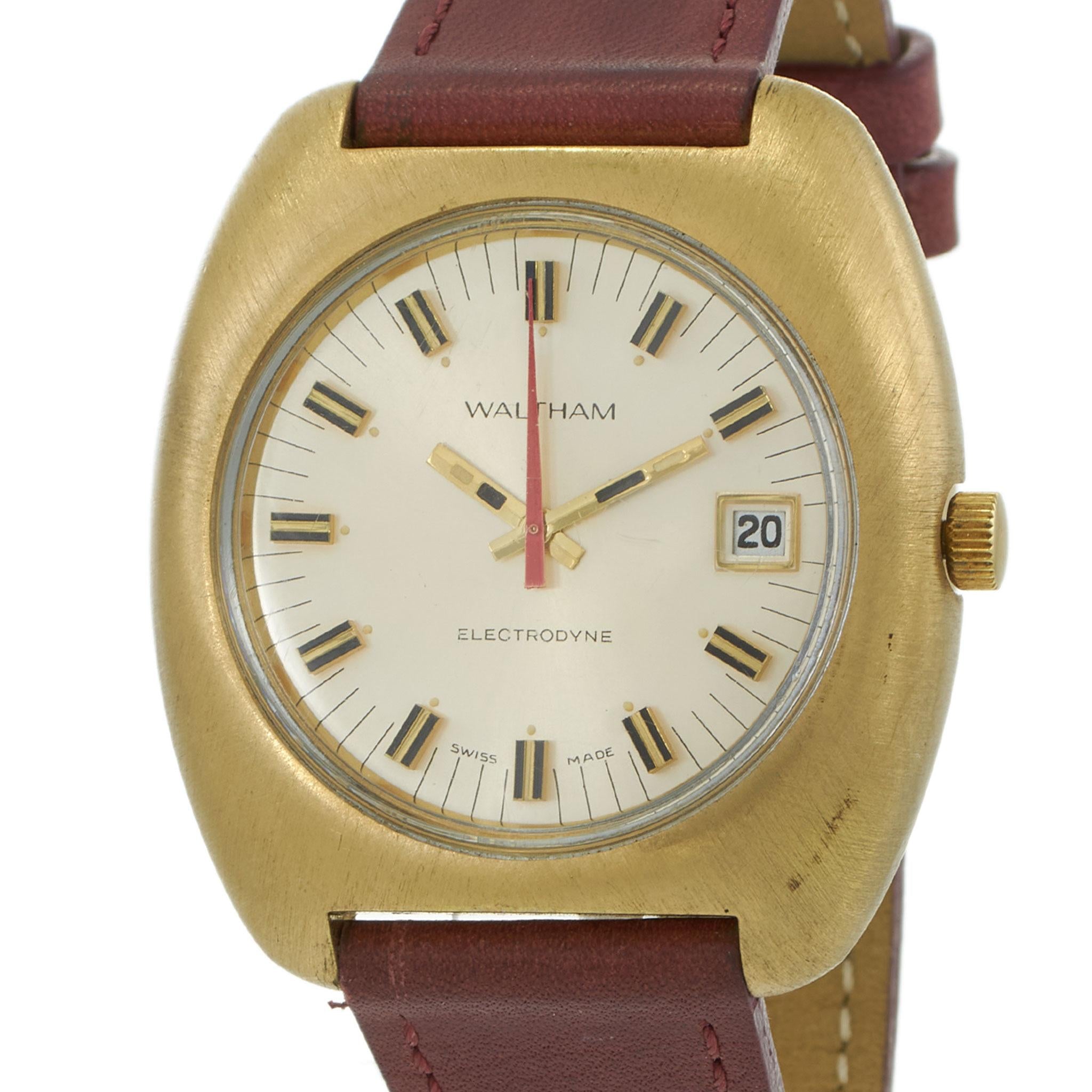 Vintage 1970’s Waltham Swiss Electrodyne 40MM TV Cushion Case – Quartz with Date