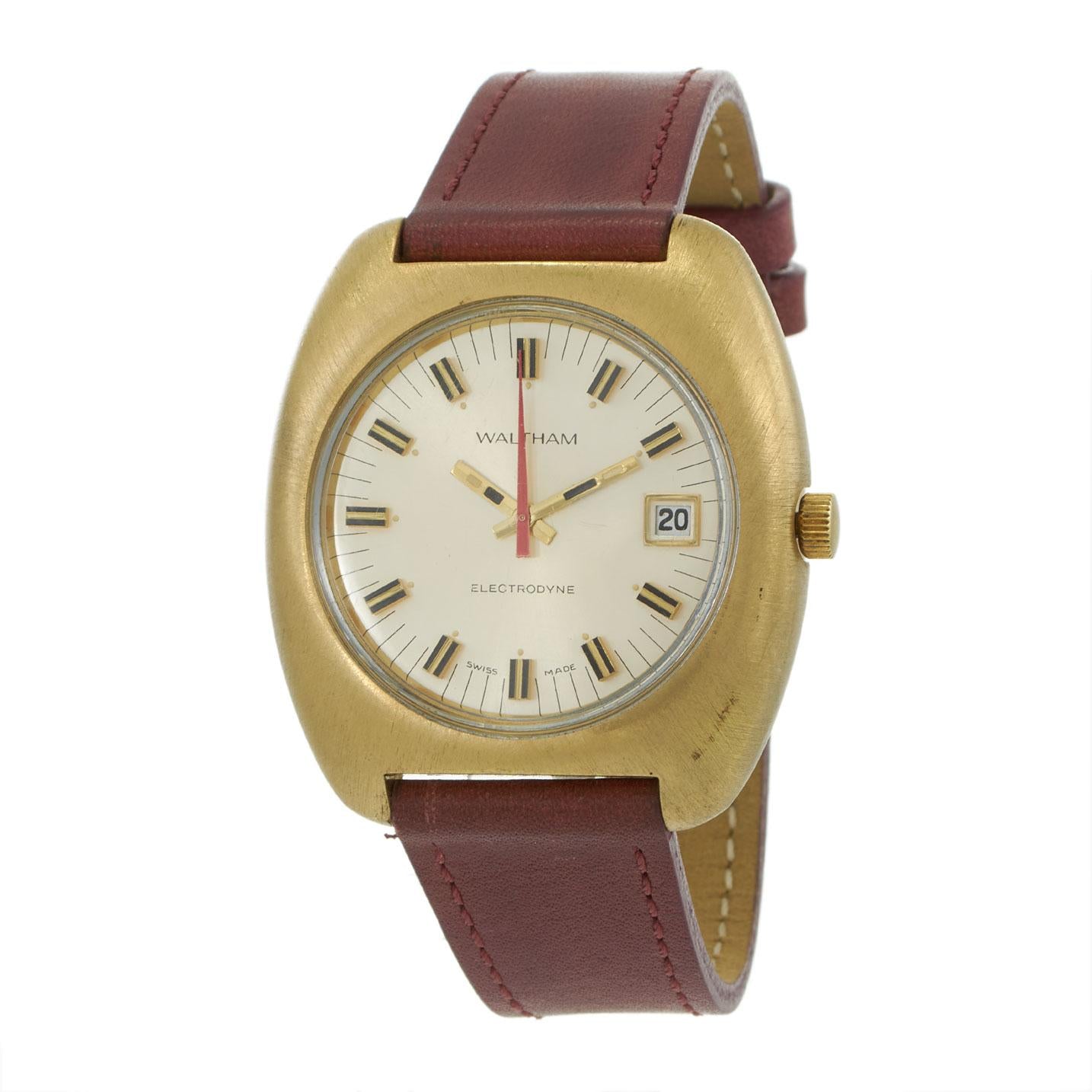 Vintage 1970’s Waltham Swiss Electrodyne 40MM TV Cushion Case – Quartz with Date