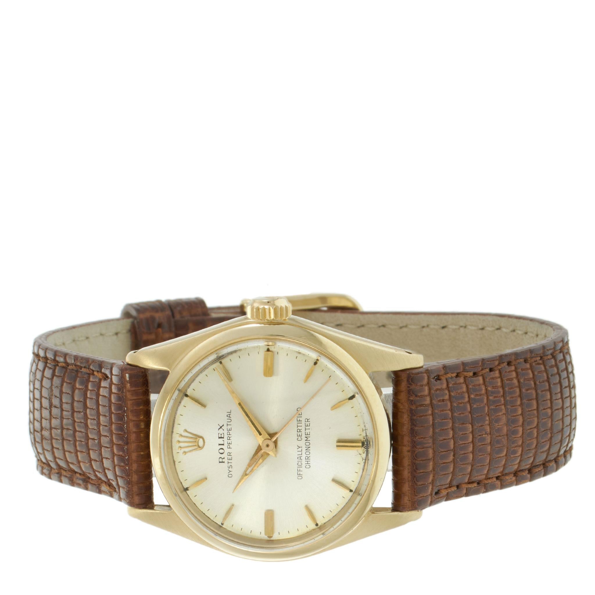 Vintage 1950s Rolex Oyster Perpetual Ref. 6551 31MM 14KT Yellow Gold Case