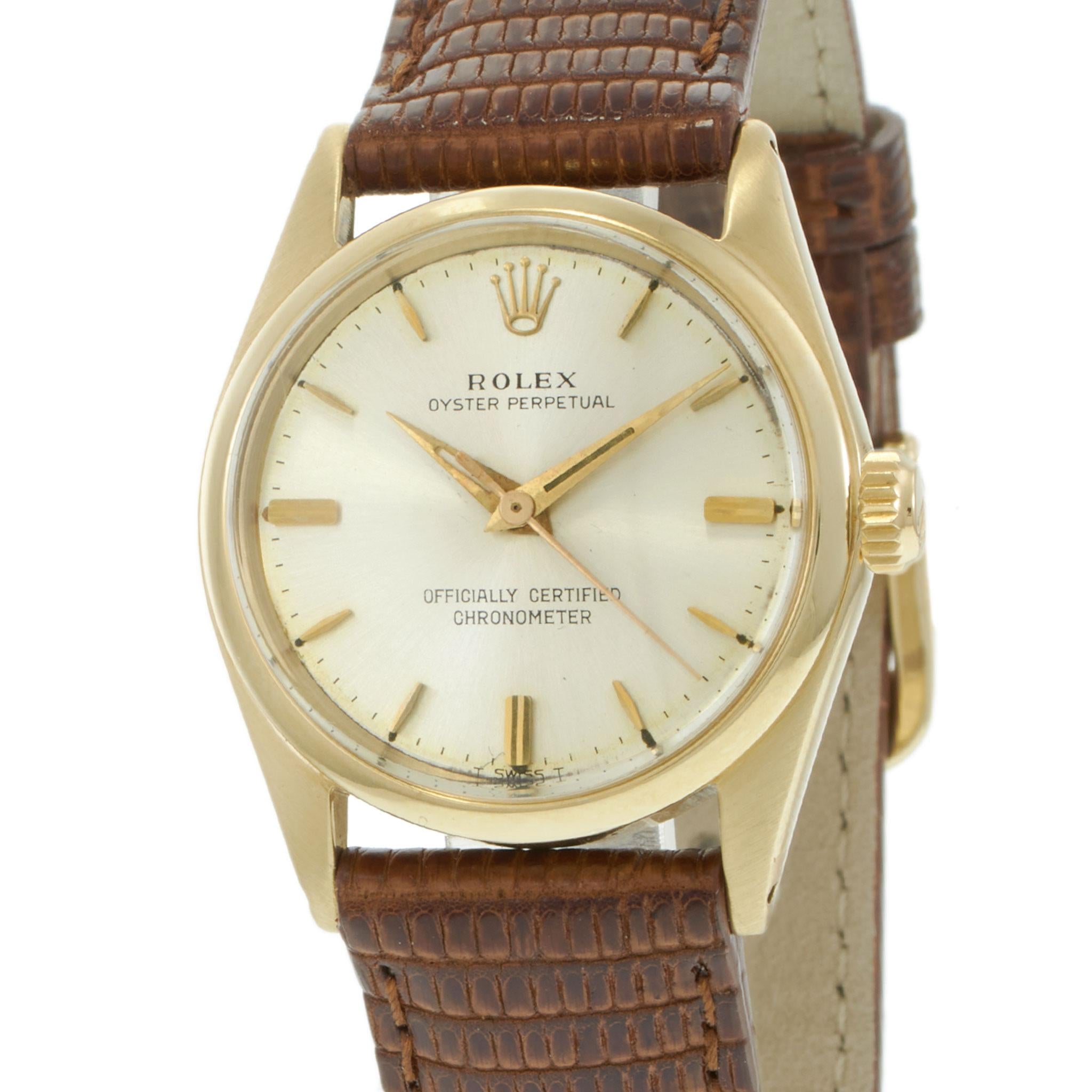Vintage 1950s Rolex Oyster Perpetual Ref. 6551 31MM 14KT Yellow Gold Case