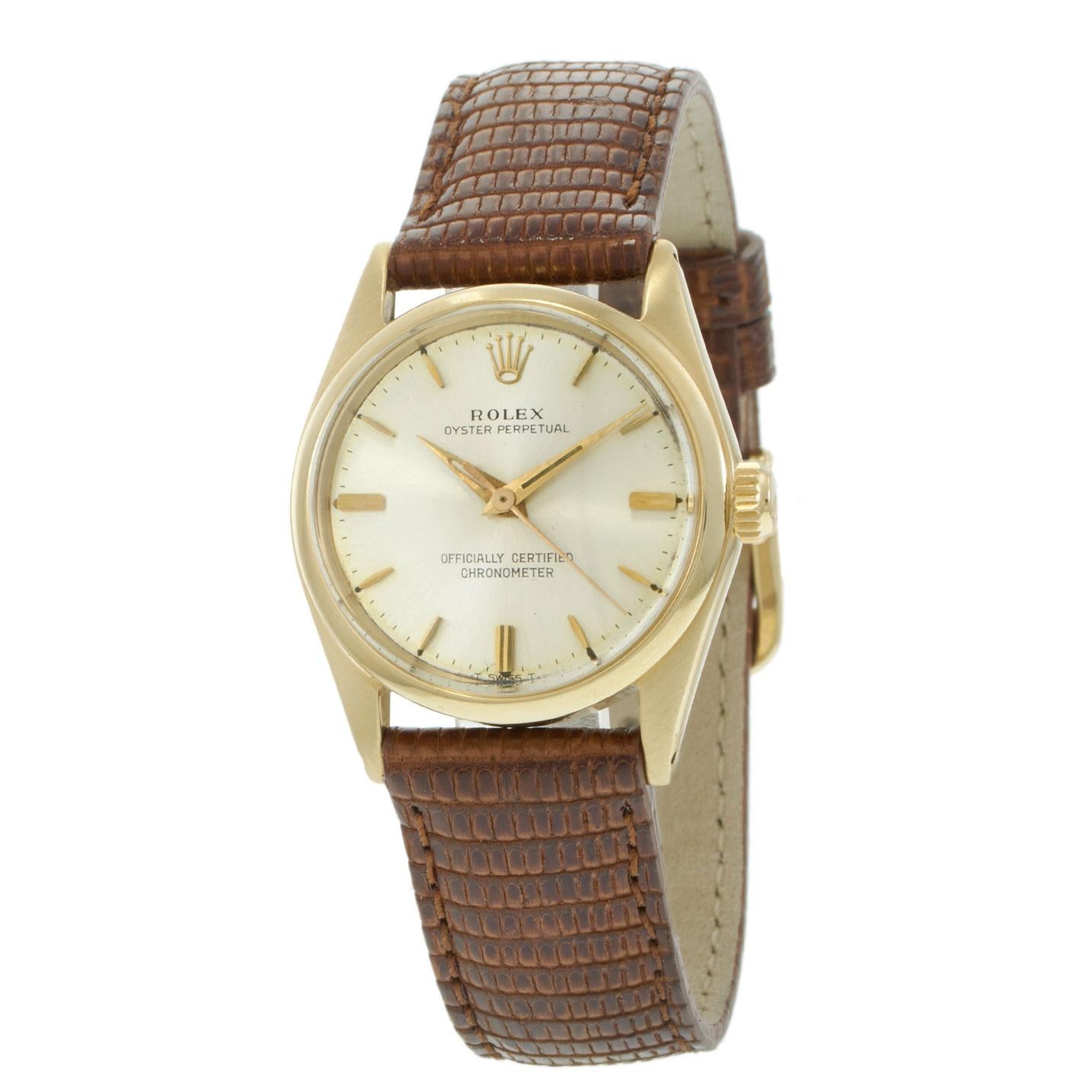 Vintage 1950s Rolex Oyster Perpetual Ref. 6551 31MM 14KT Yellow Gold Case