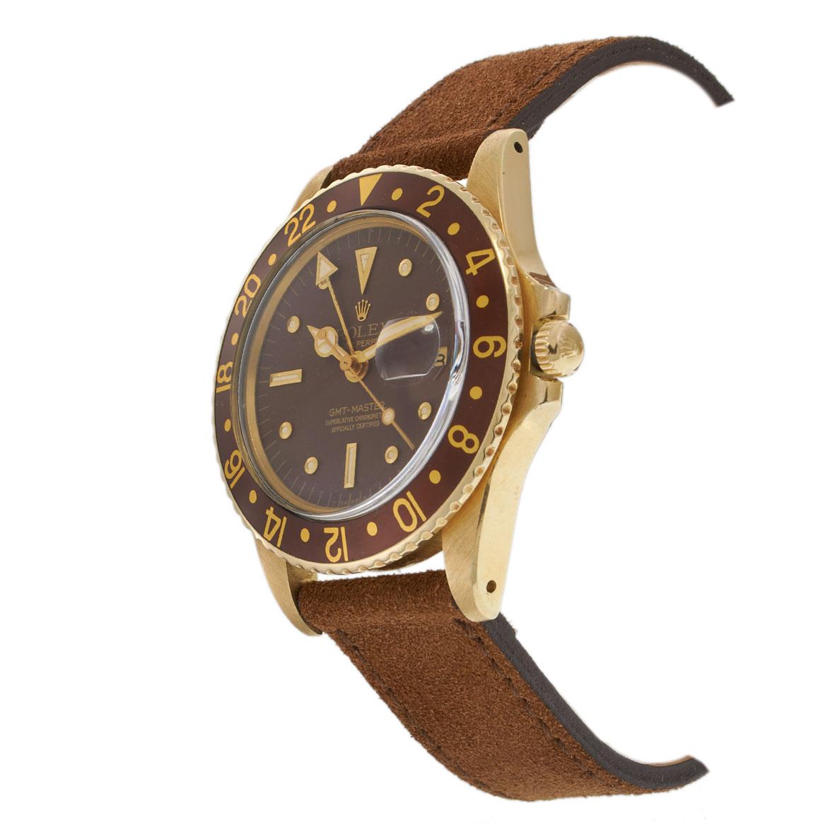 Vintage Circa 1966 Rolex GMT-Master 40MM 18KT Yellow Gold Ref. 1675 “Root Beer”