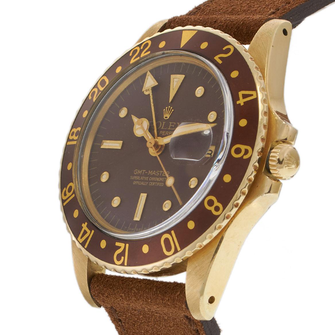 Vintage Circa 1966 Rolex GMT-Master 40MM 18KT Yellow Gold Ref. 1675 “Root Beer”